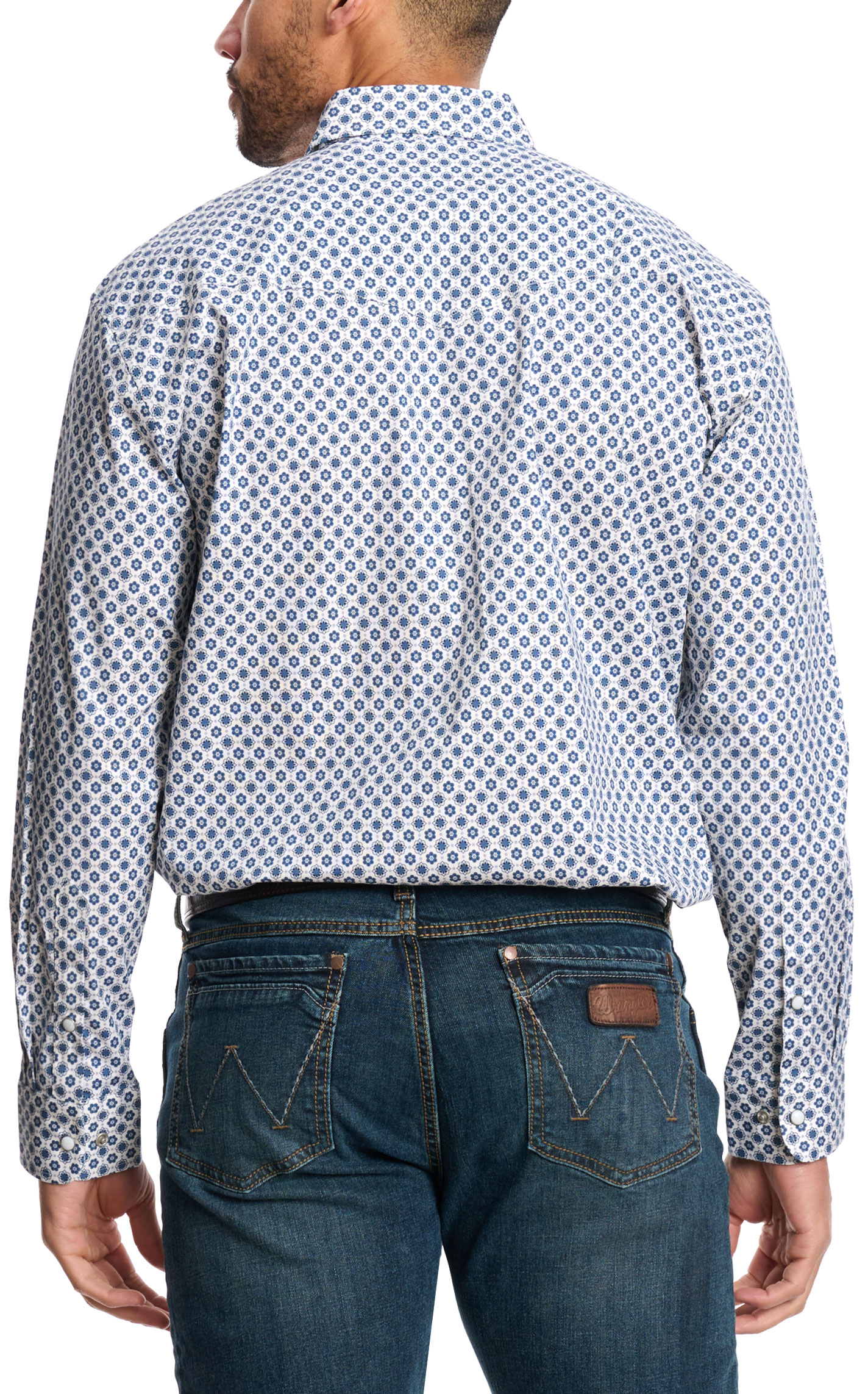 Rafter C Men's ProFlex45 Stone Blue Geo Western Shirt - Big & Tall Sizes - Image 1