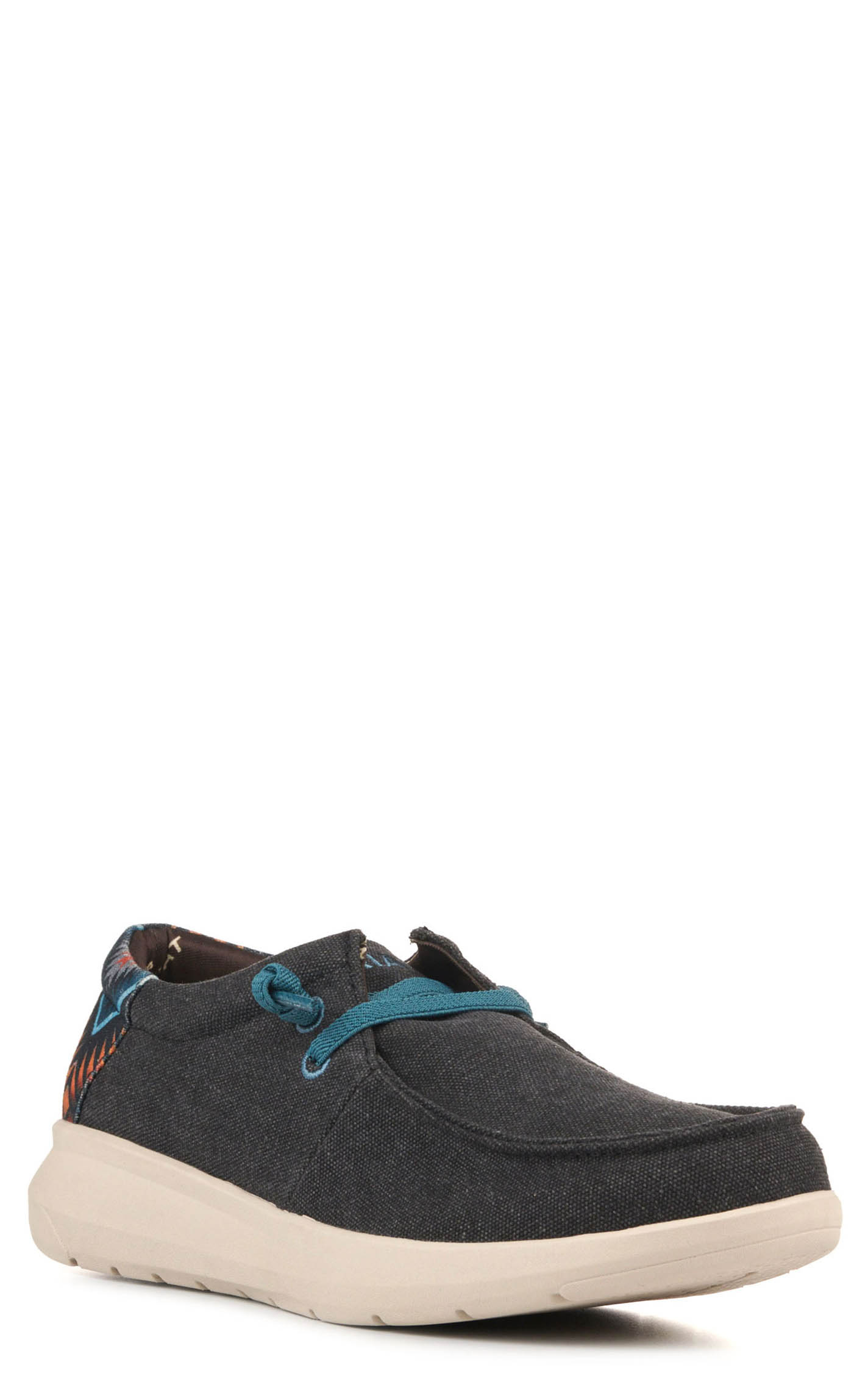 Ariat Men's Hilo Charcoal Blue with Aztec Print Canvas Stretch Lace Casual Shoe - Image 1