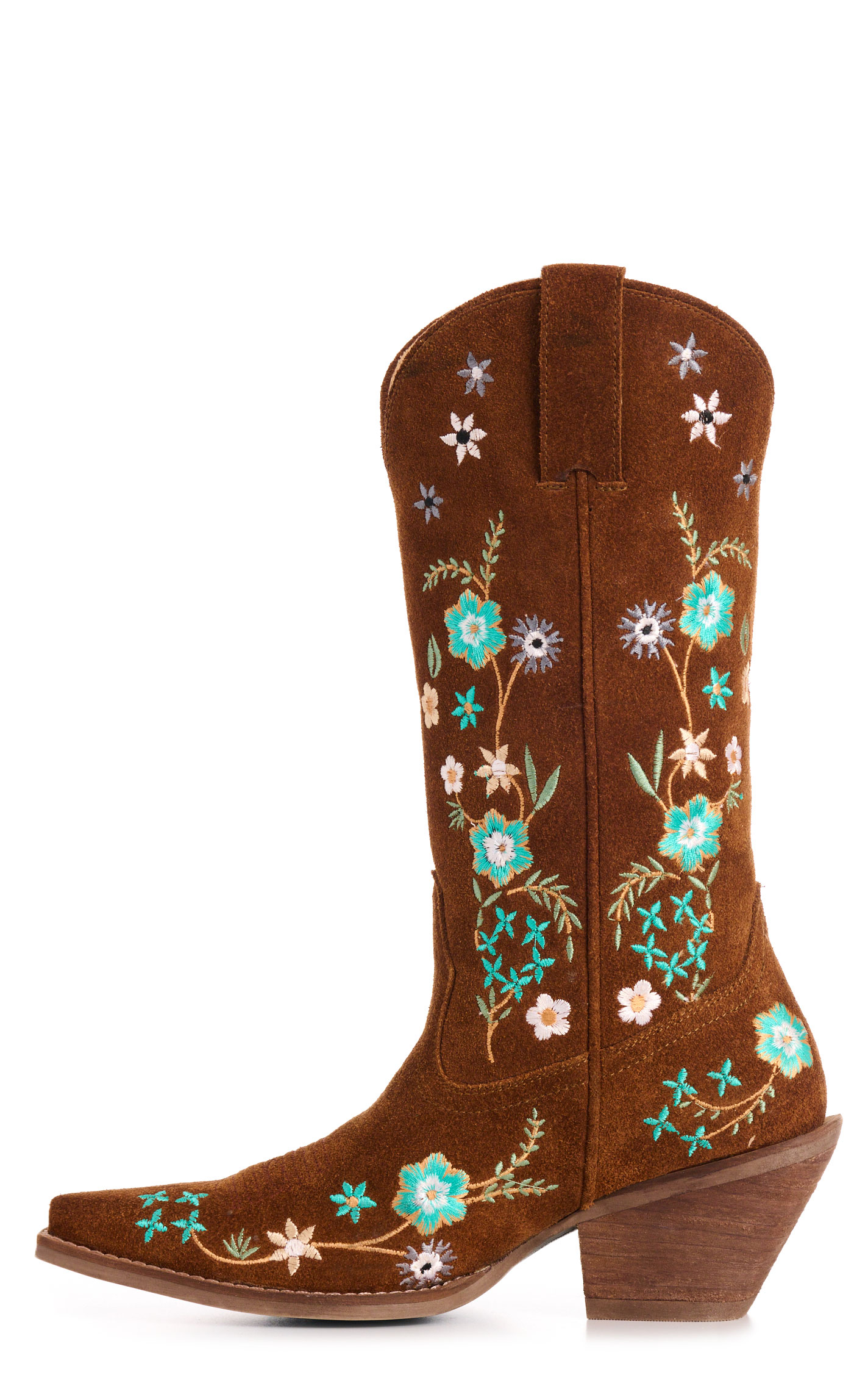 Rockin' C Women's Ginger with Floral Embroidery Roughout Snip Toe Cowboy Boots - Image 1