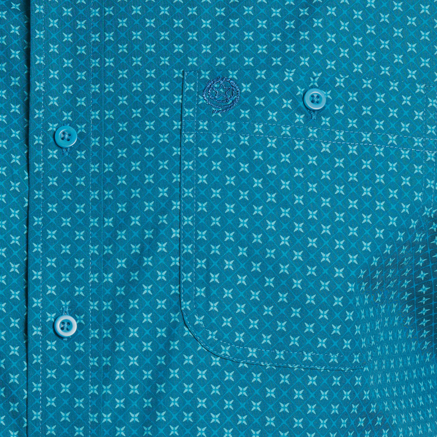 Wrangler Men's George Strait Blue Geo Print Western Shirt - Image 1