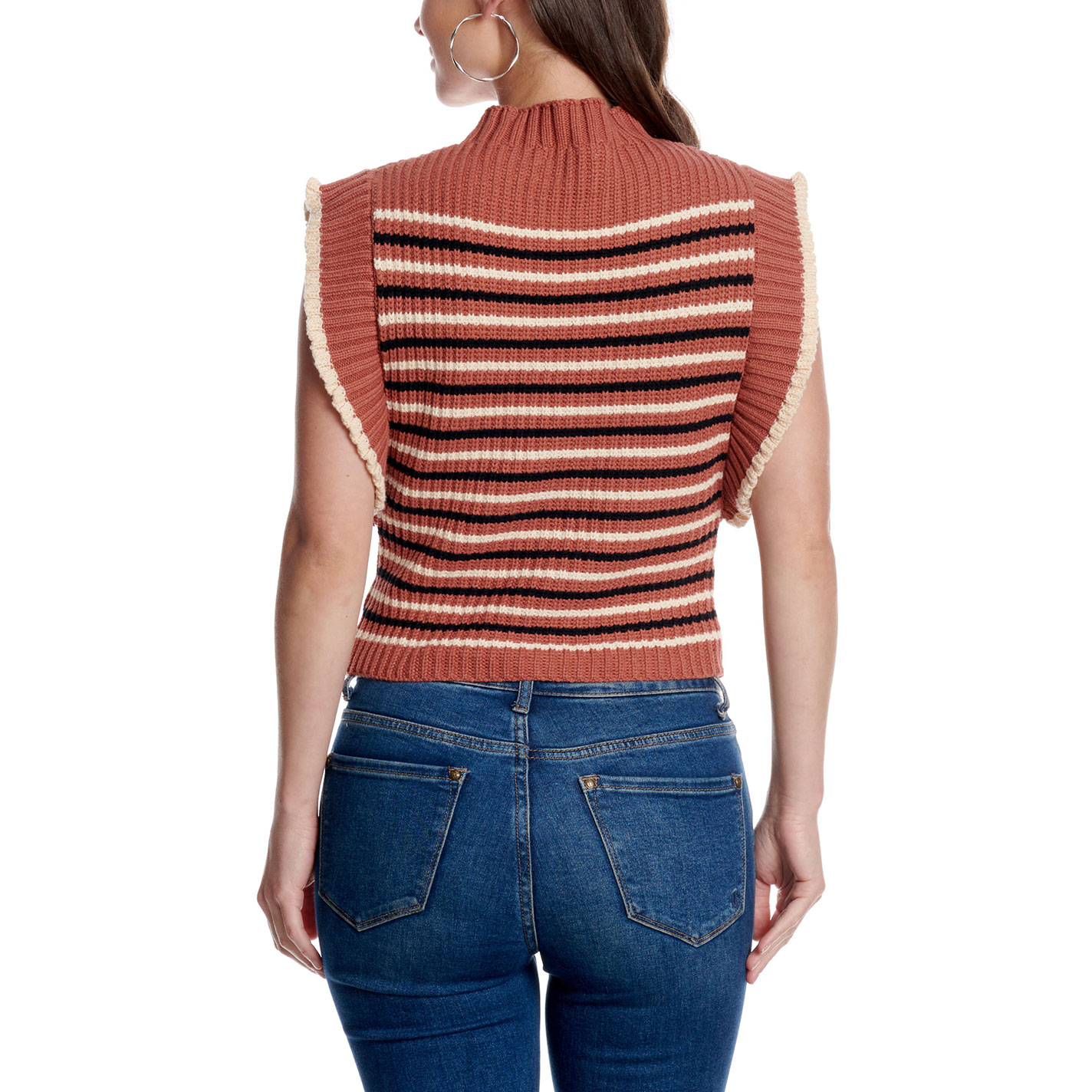 HYFVE Rust Striped Turtleneck Sleeveless Sweater - Image 1