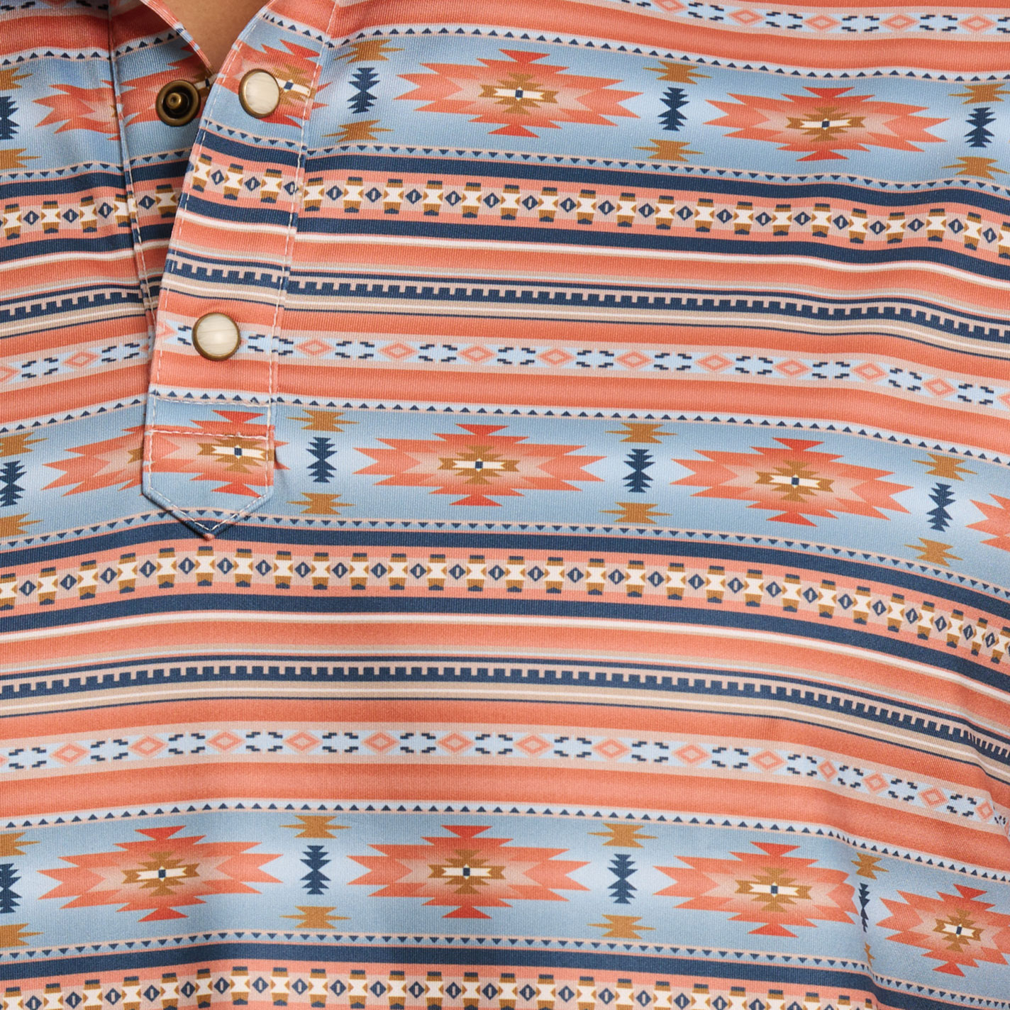 Rafter C Men's Tangerine Sky Aztec Print Polo Shirt - Image 1