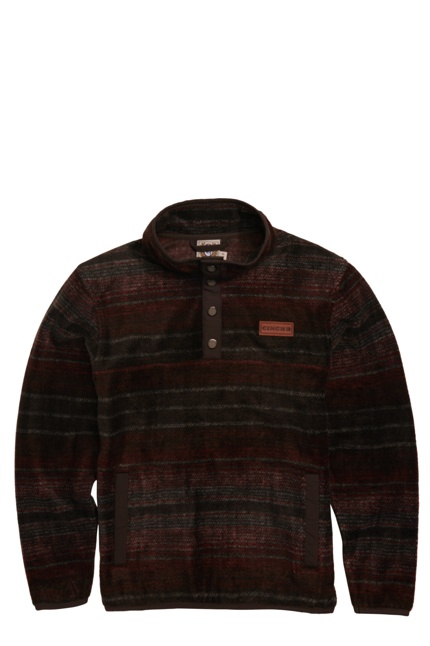 Cinch Boy's Brown & Gray Plaid 1/3 Snap Polar Fleece Pullover - Image 1