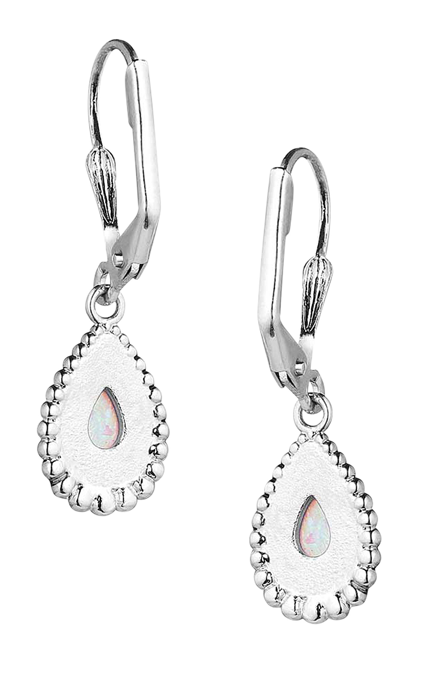 Montana Silversmiths Silver & Iridescent Glimmering Pool Stone Teardrop Earrings - Image 1