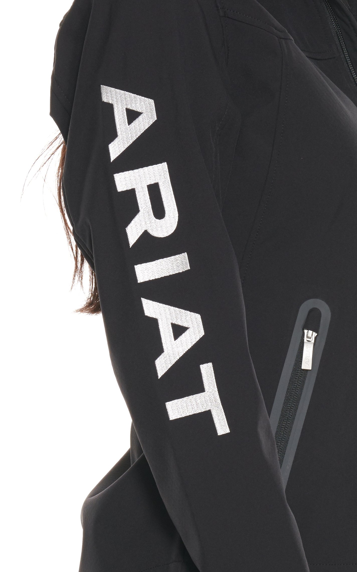 Ariat Women's Black with White Logo Team Softshell Jacket - Image 1