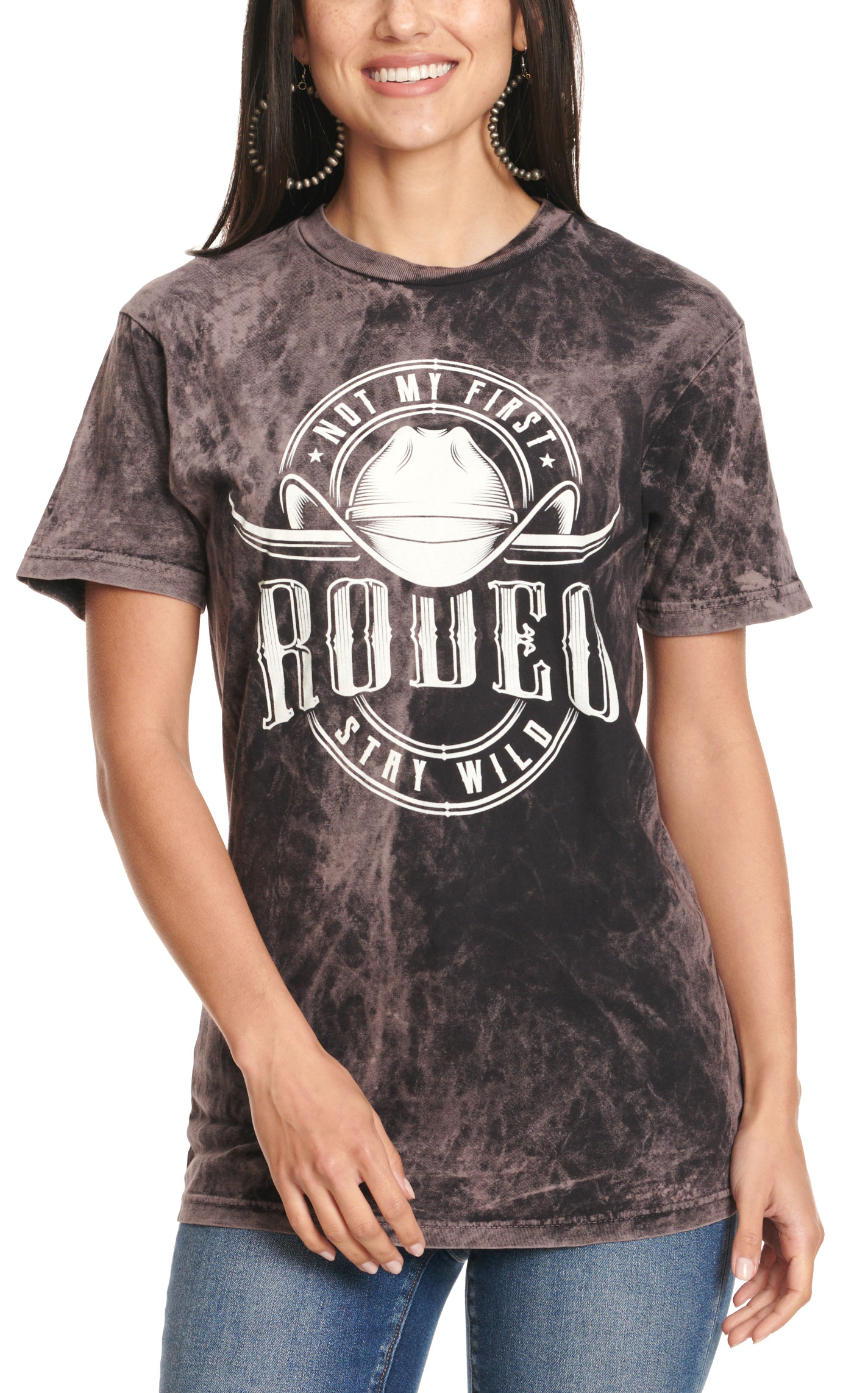 Jazzy Belle Women's Purple & Black Tie-Dyed Not My First Rodeo T-Shirt - Image 1