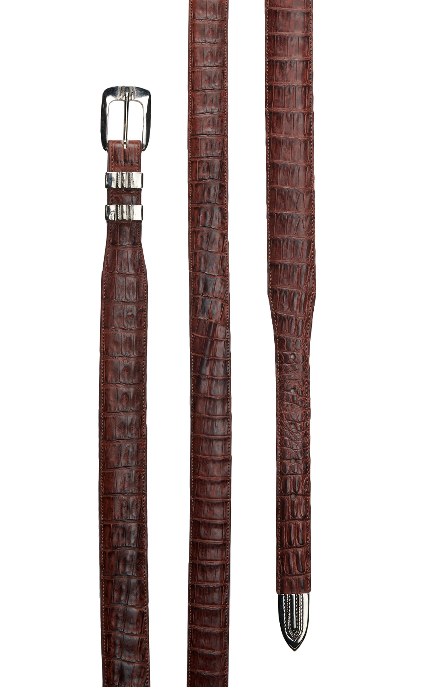 Cavender's Men's Brandy Brown Caiman Tapered Exotic Western Belt - Image 1