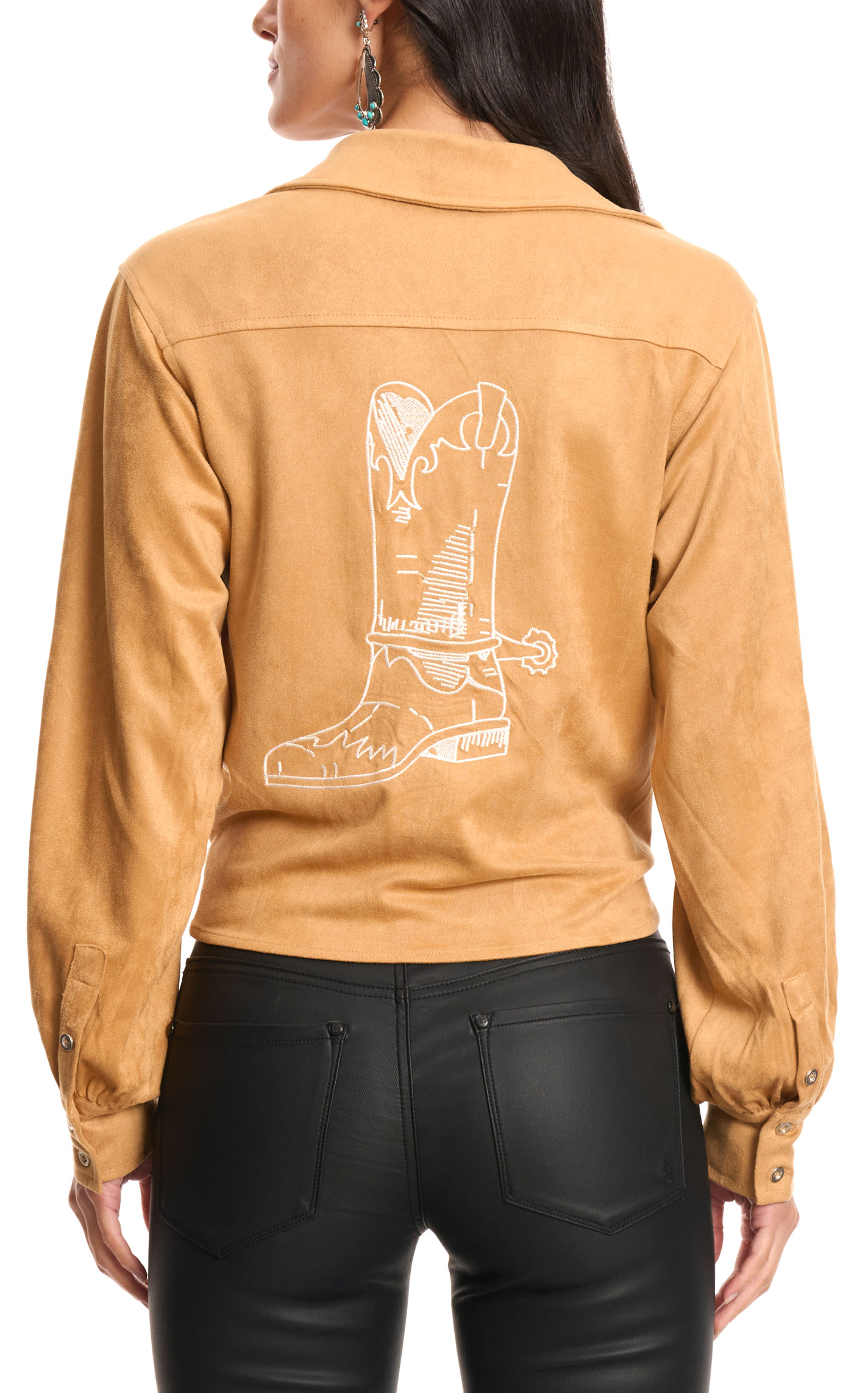 Rockin C Women's Buck Faux Suede Embroidered Top - Image 1