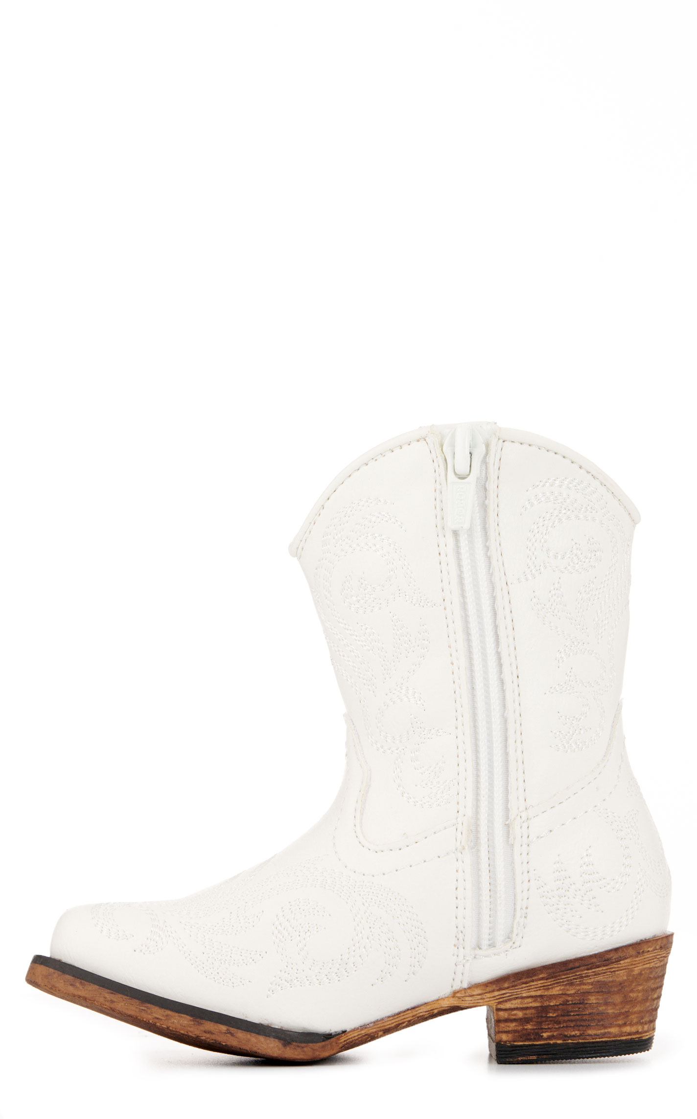 Roper Toddler Girls' Riley White Faux Leather Snip Toe Cowboy Boots - Image 1