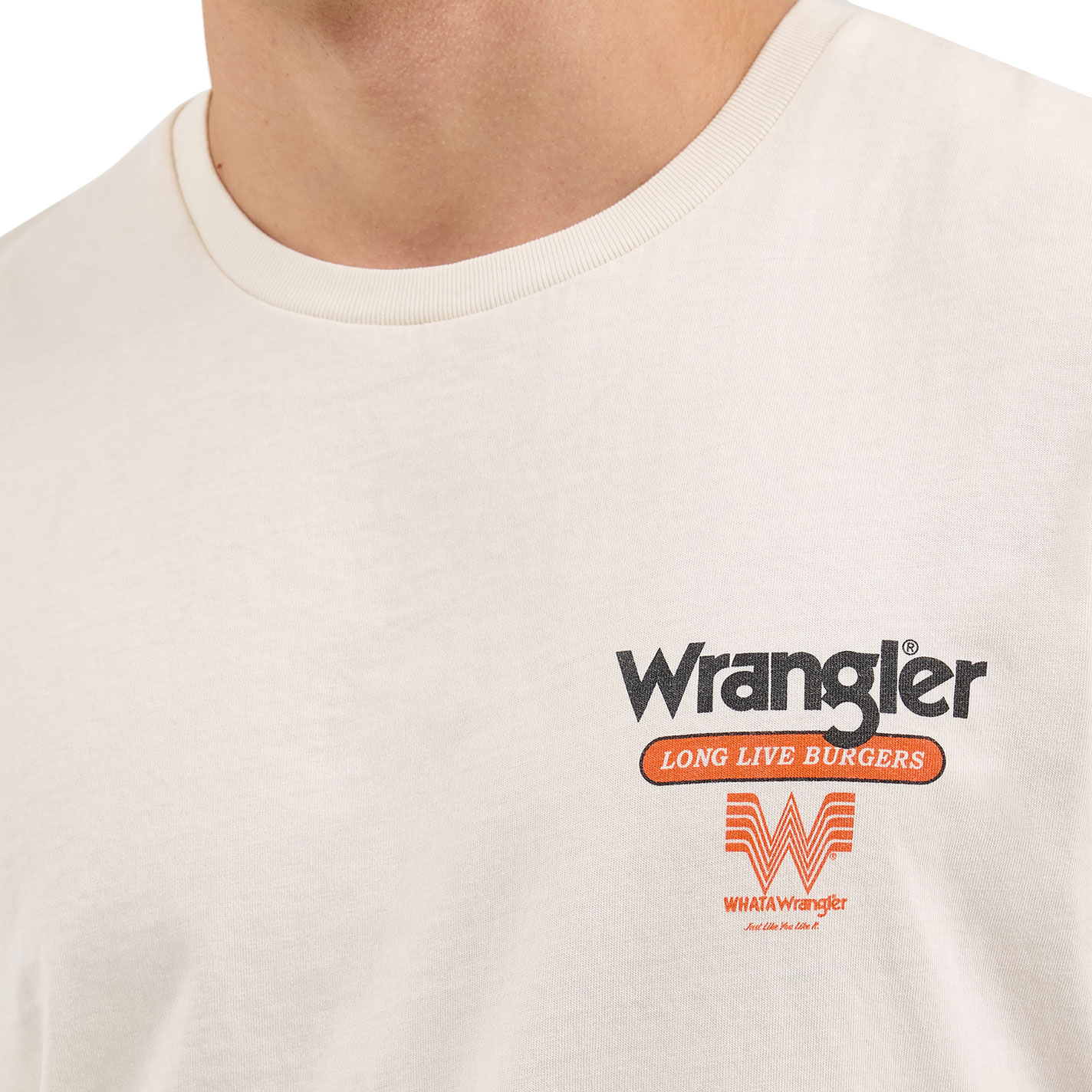 Wrangler x Whataburger White ‘Real Cowboys Eat Cowboy Burgers’ Graphic Short Sleeve T-Shirt - Image 1