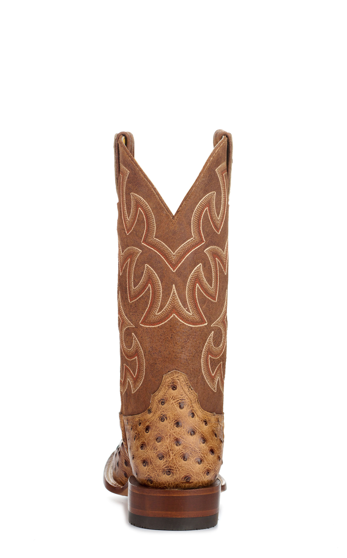 Cavender's Men's Endurance Brown and Camel Ostrich Print Wide Square Toe Cowboy Boots - Image 1