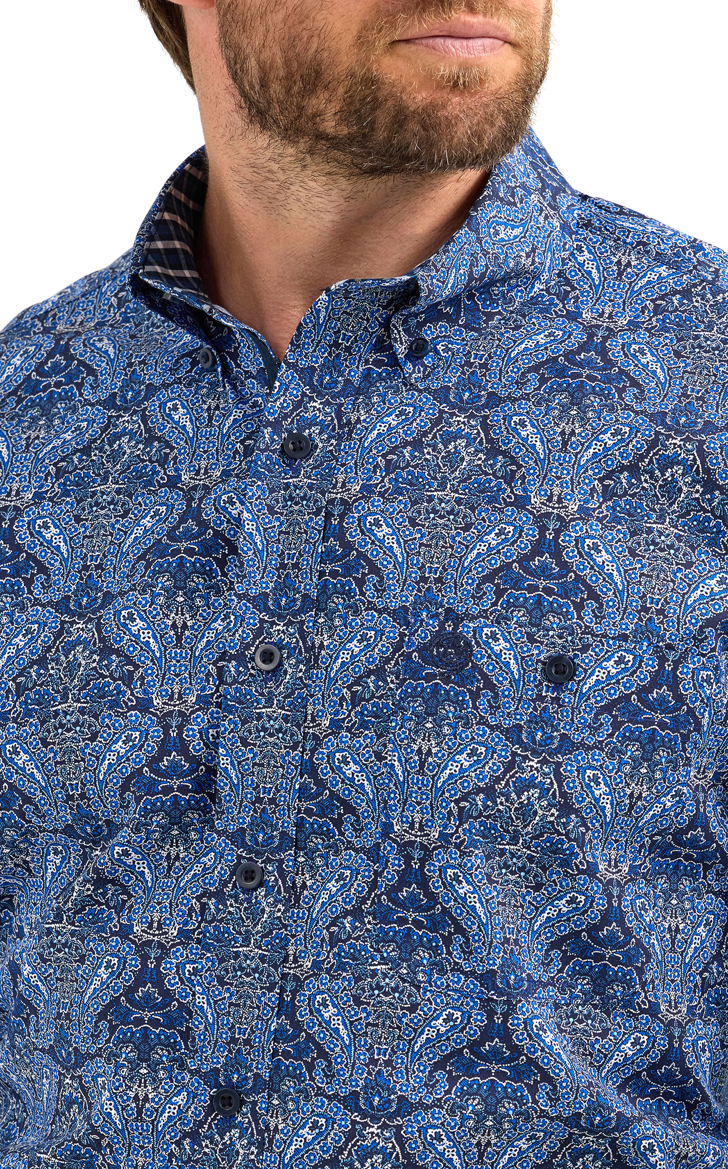 Wrangler Men's George Strait Collection Black & Blue Paisley Western Shirt - Image 1