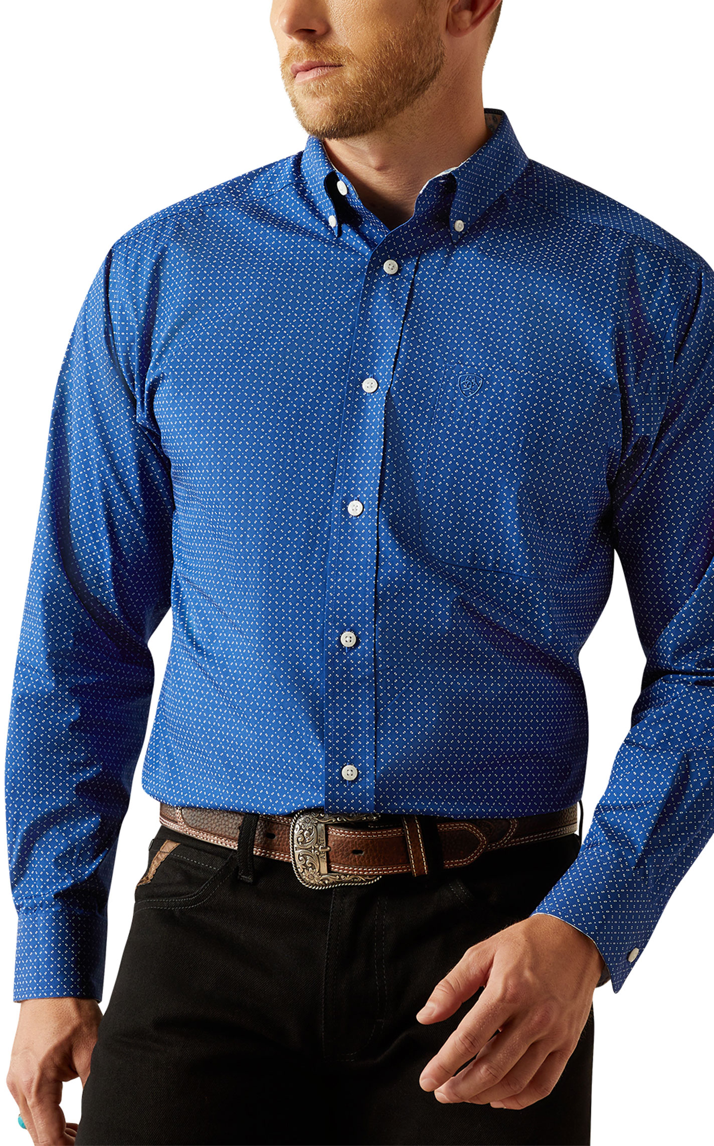 Ariat Men's Bodie Royal Blue Geo Print Western Shirt - Image 1