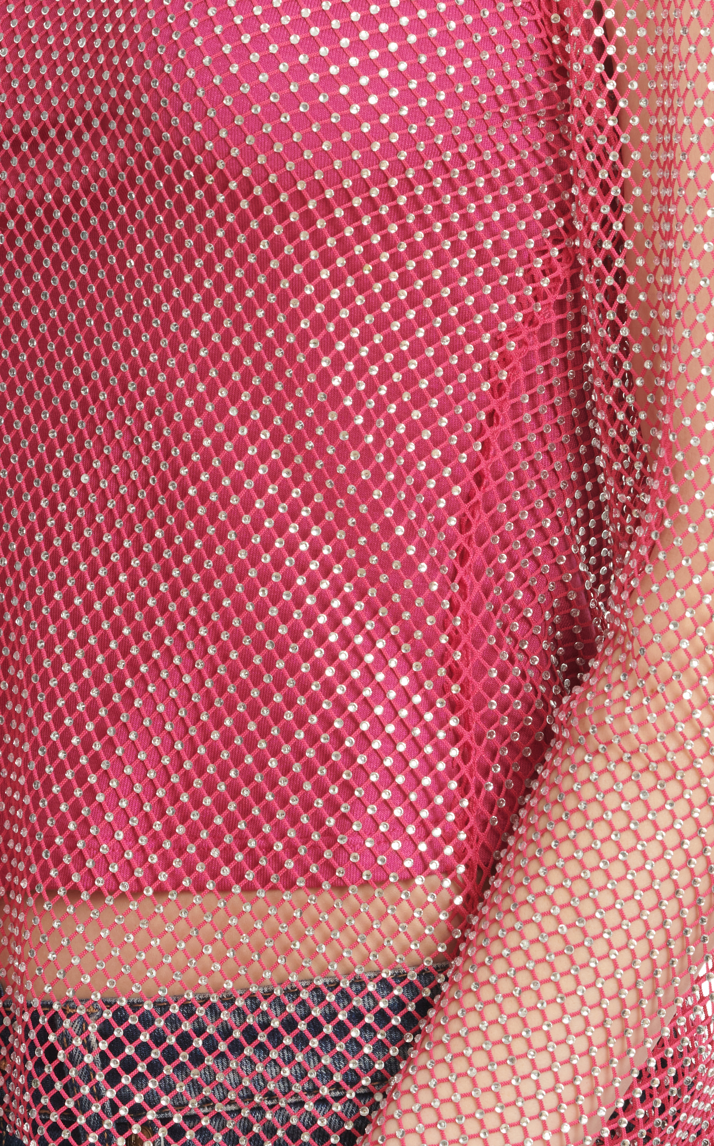 Blue B Women's Hot Pink Mesh & Bling Long Sleeve Top - Image 1