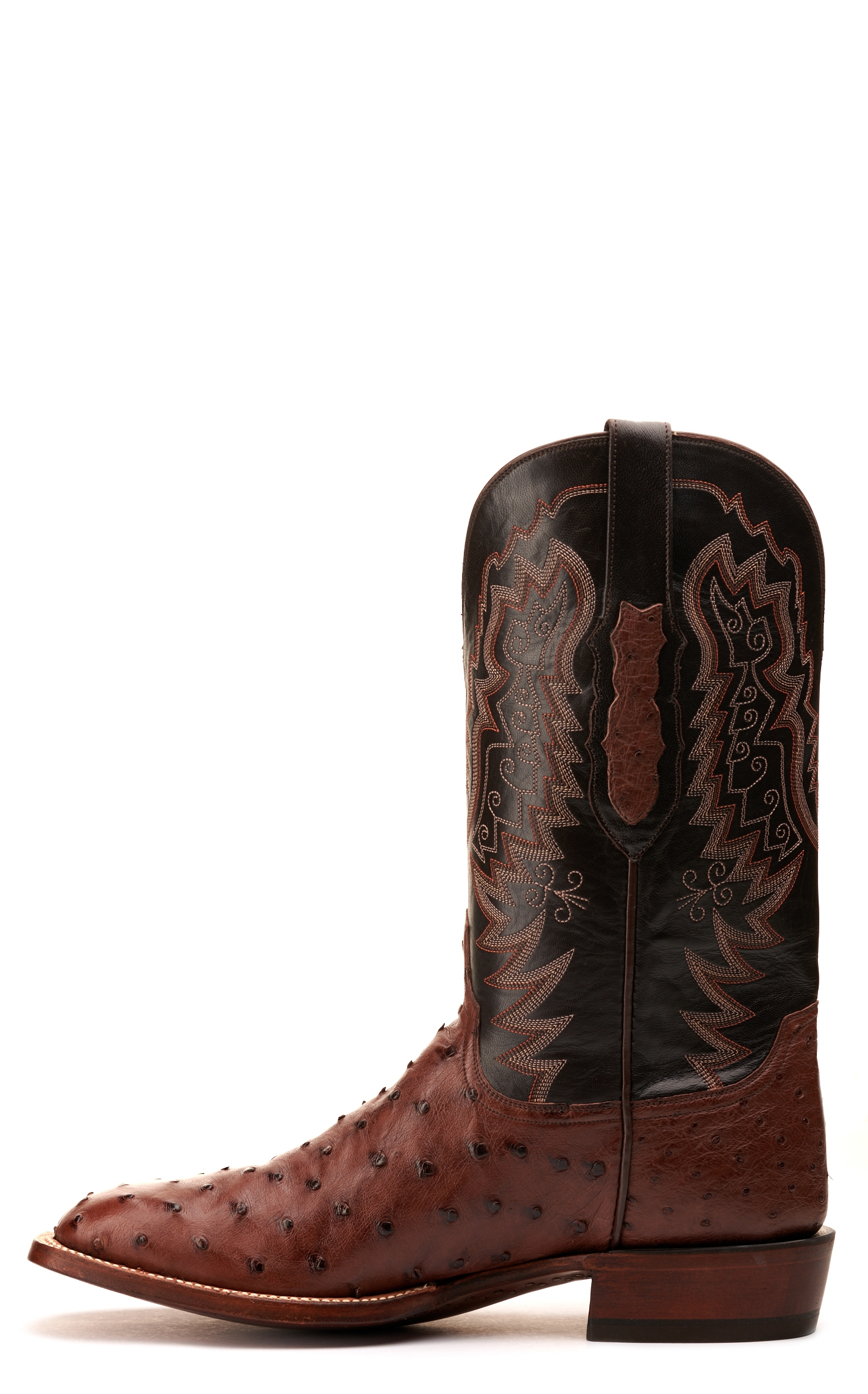 Lucchese Men's Kango Tabacco and Brown Full Quill Ostrich Wide Square Toe Exotic Cowboy Boots - Image 1