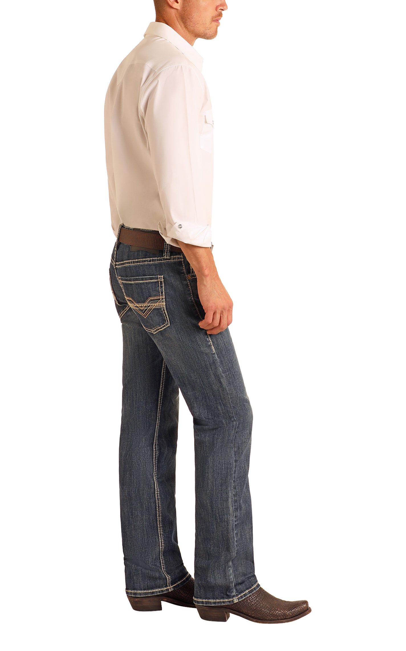 Rock & Roll Denim Men's Pistol Vintage Dark Wash Straight Jeans - Image 1