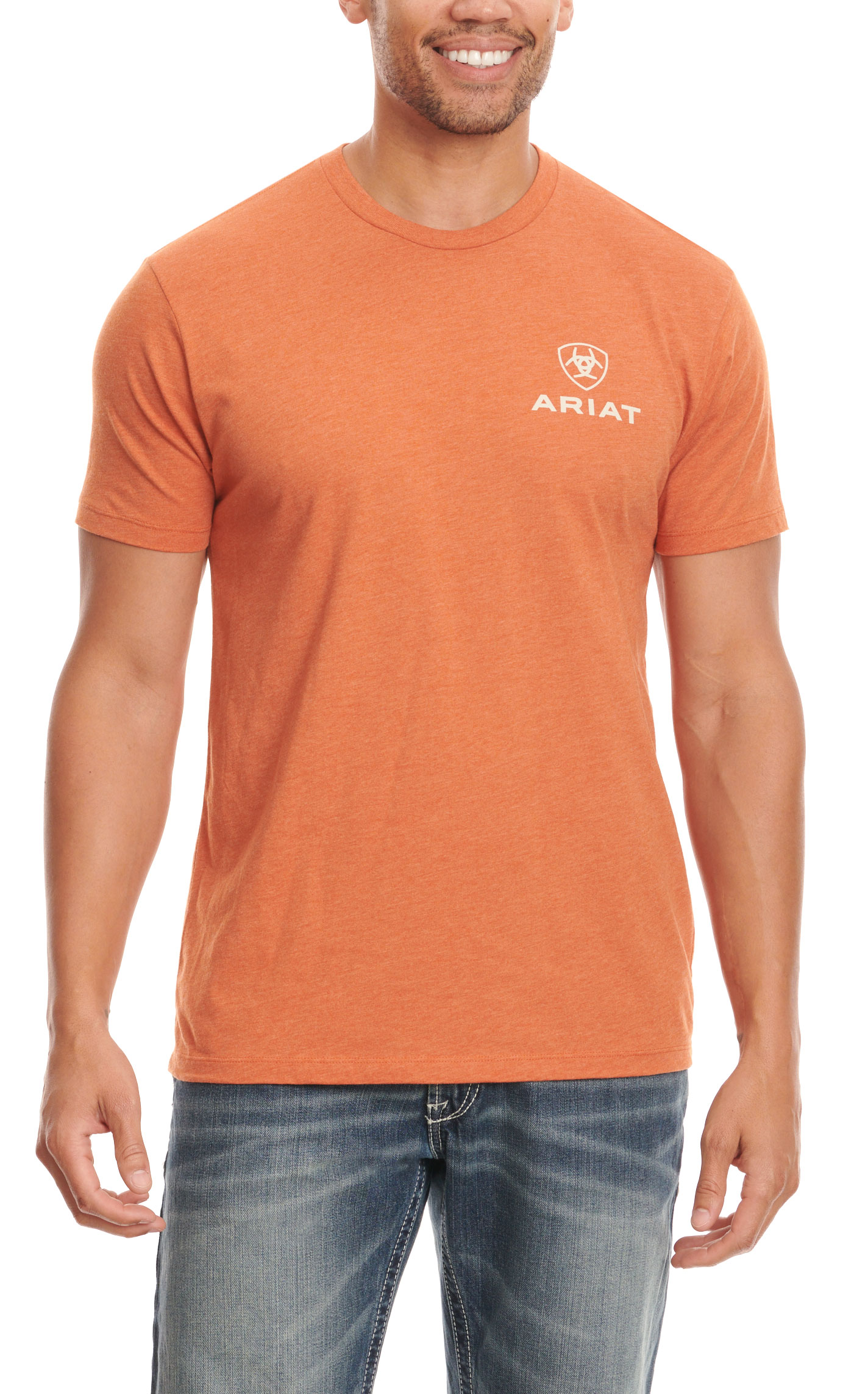 Ariat Men's Tangerine & Aztec Logo Graphic Short Sleeve T-Shirt - Image 1