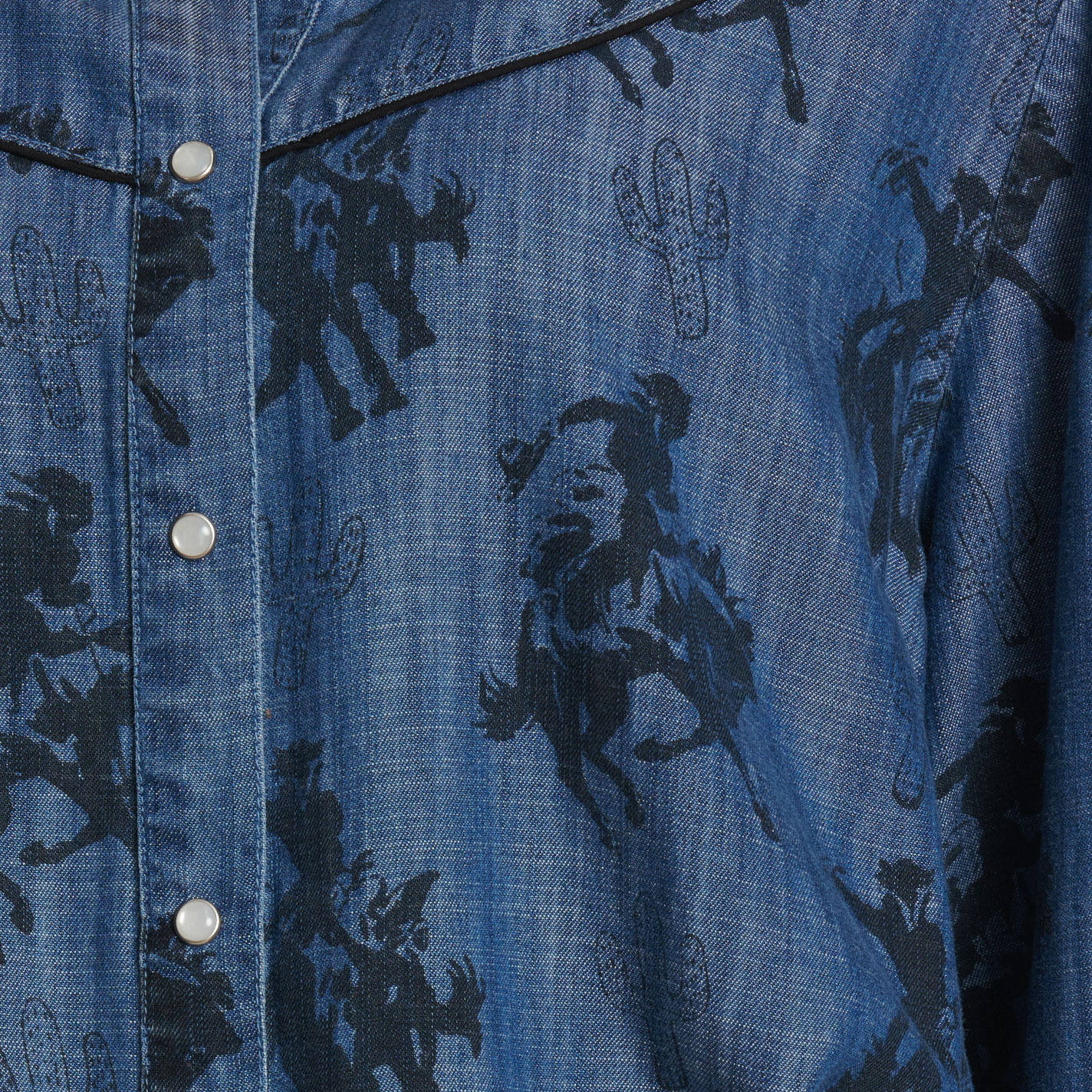 Cotton & Rye Women's Denim Blue Buckaroo Print Top  - Image 1