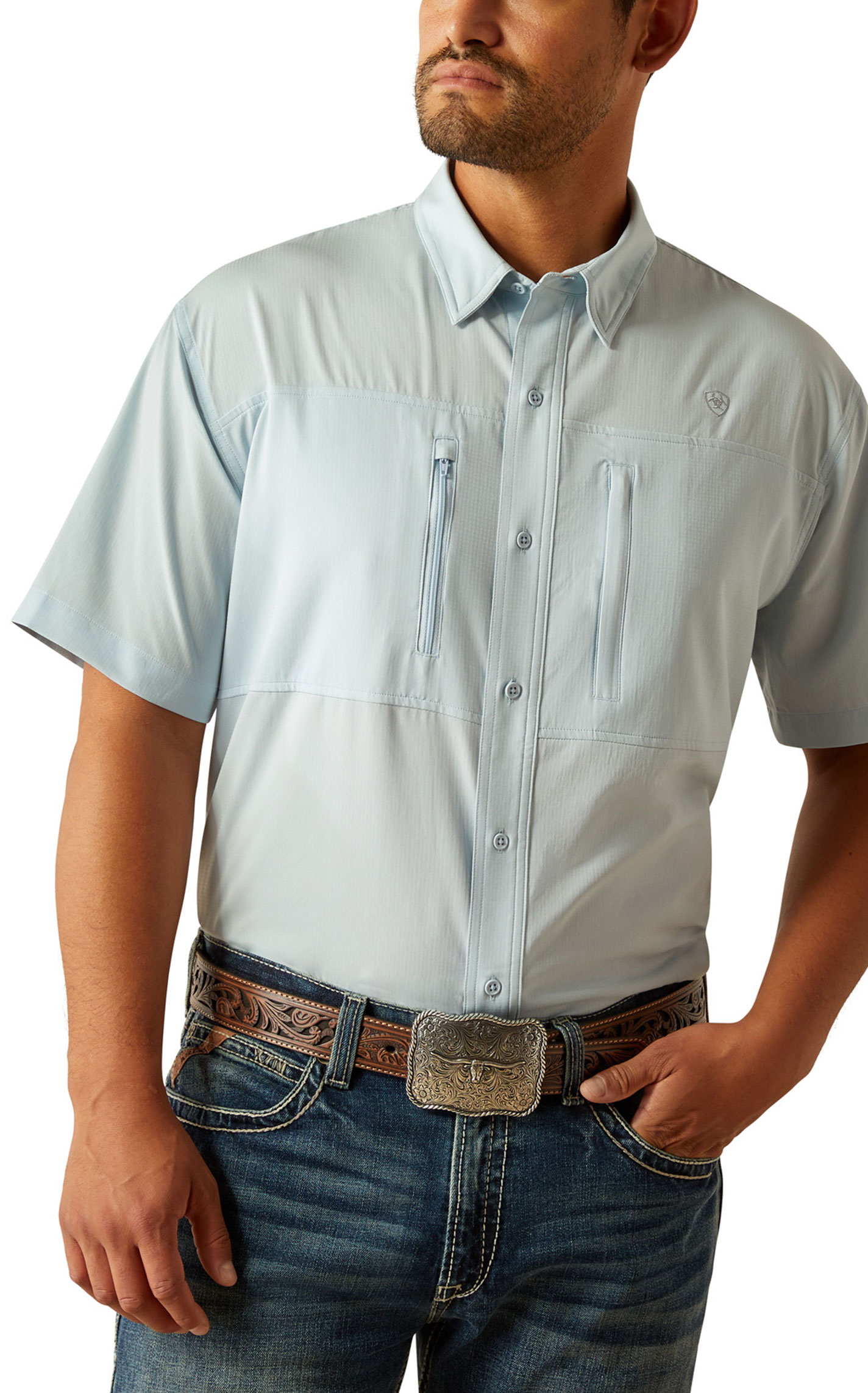 Ariat Men's VentTEK Light Sky Blue Shirt - Image 1