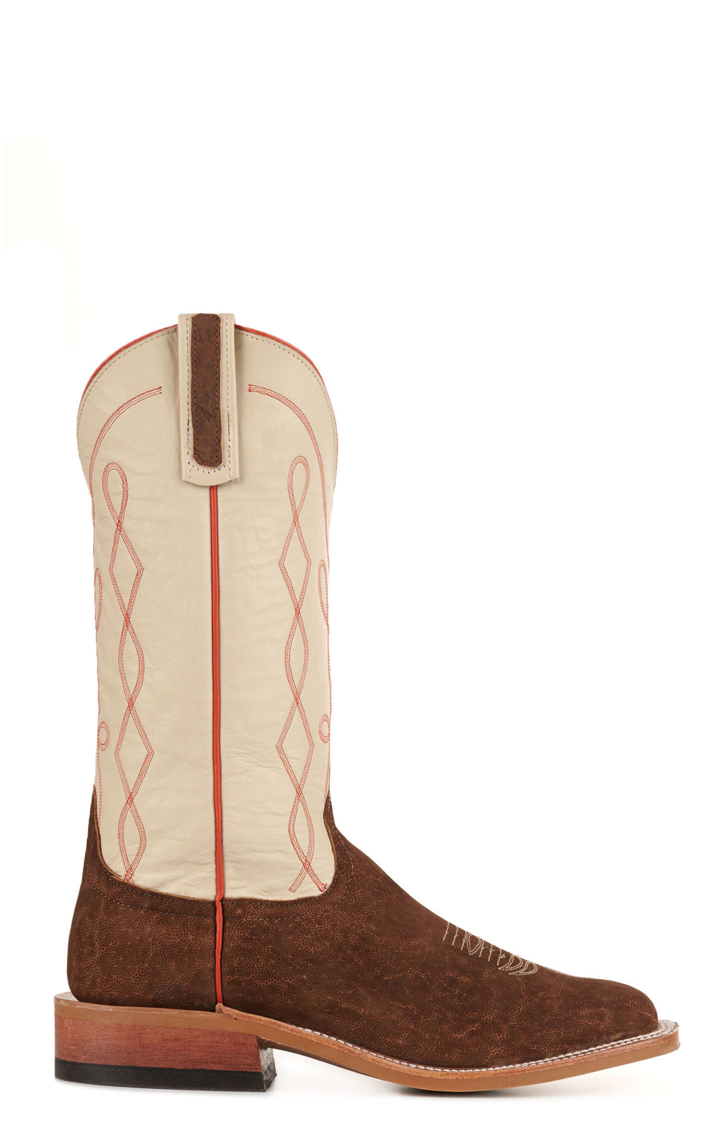 Anderson Bean Men's Tan Buffed Elephant and Bone Wide Square Toe Exotic Cowboy Boots - Image 1