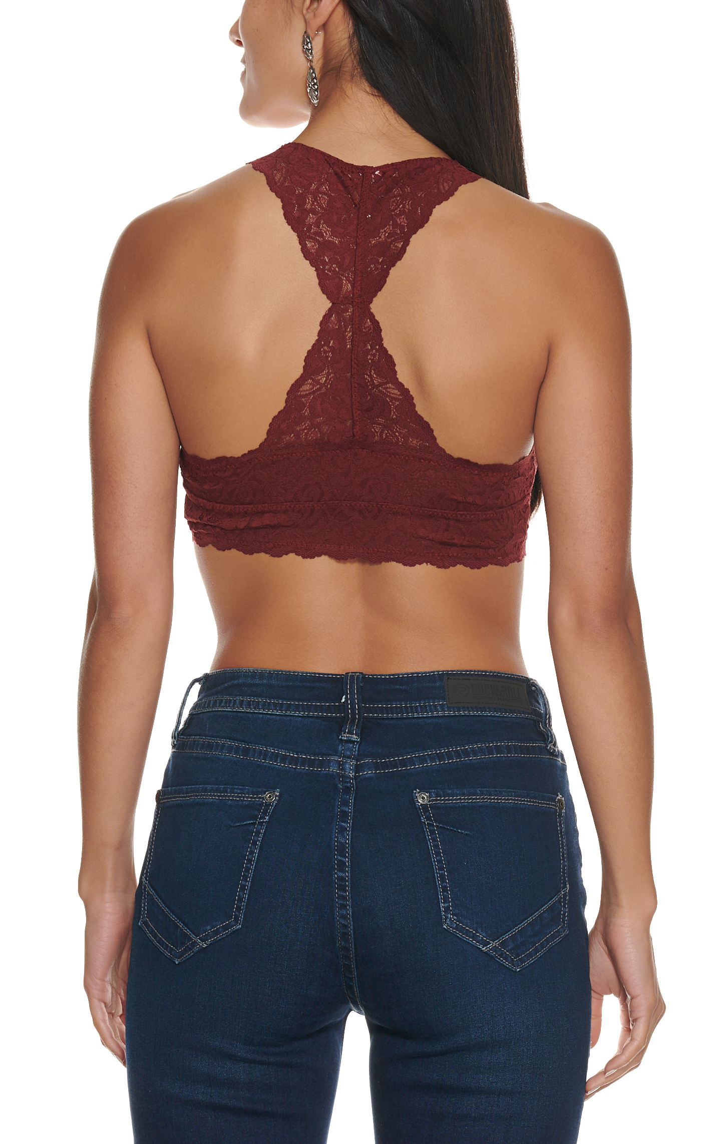 Wishlist Women's Burgundy Lace Padded Racerback Bralette - Image 1