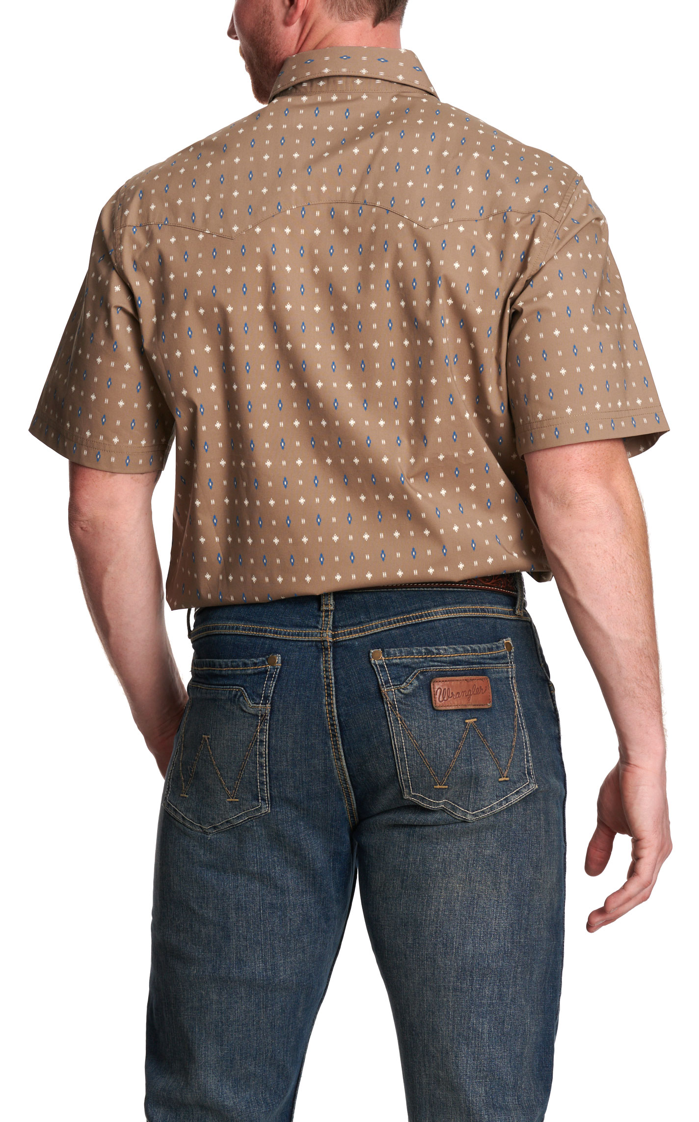 Wrangler Retro Men's Taupe Aztec Geo Print Western Shirt - Image 1