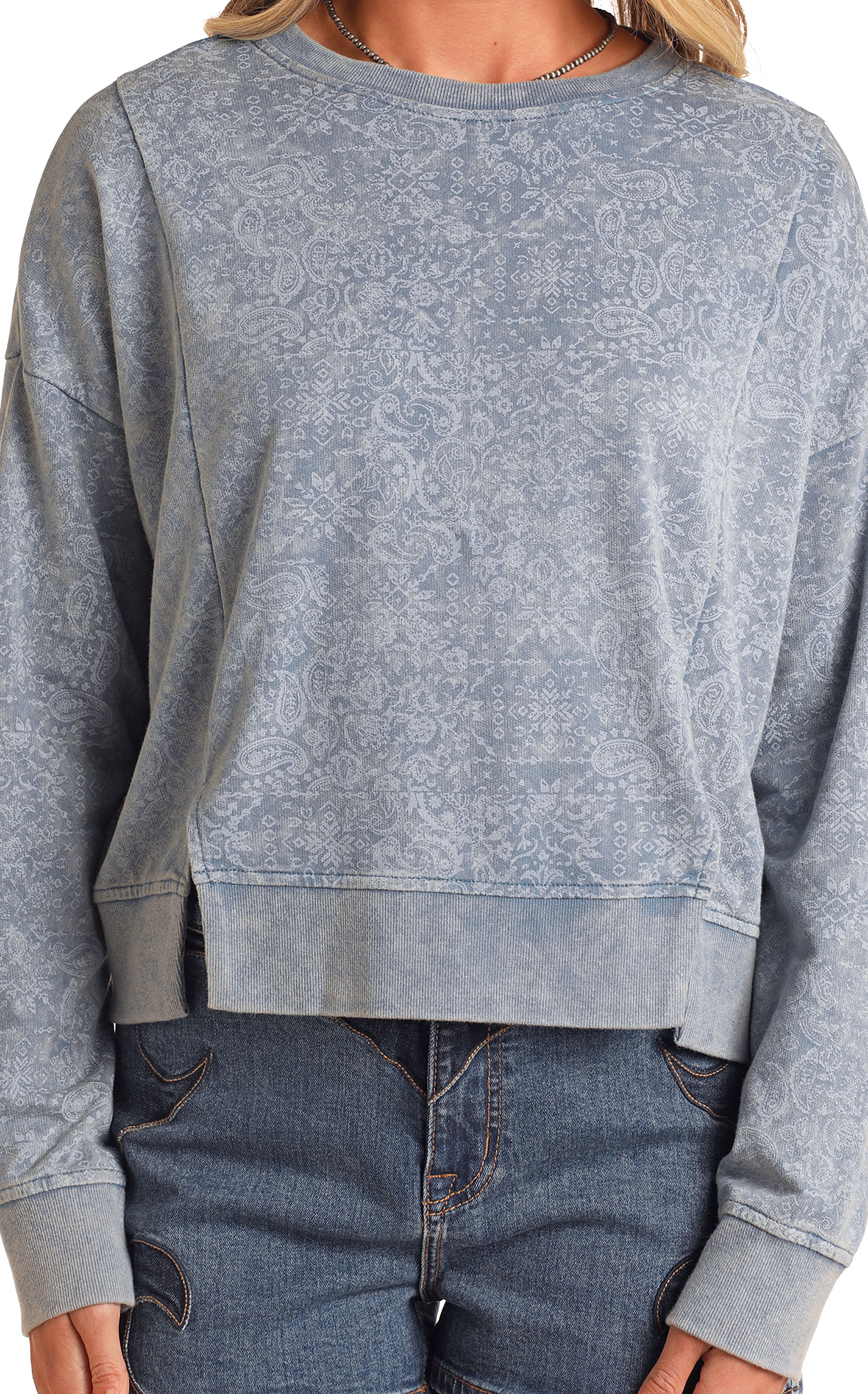 Rock & Roll Denim Women's Blue Bandana Pullover - Image 1