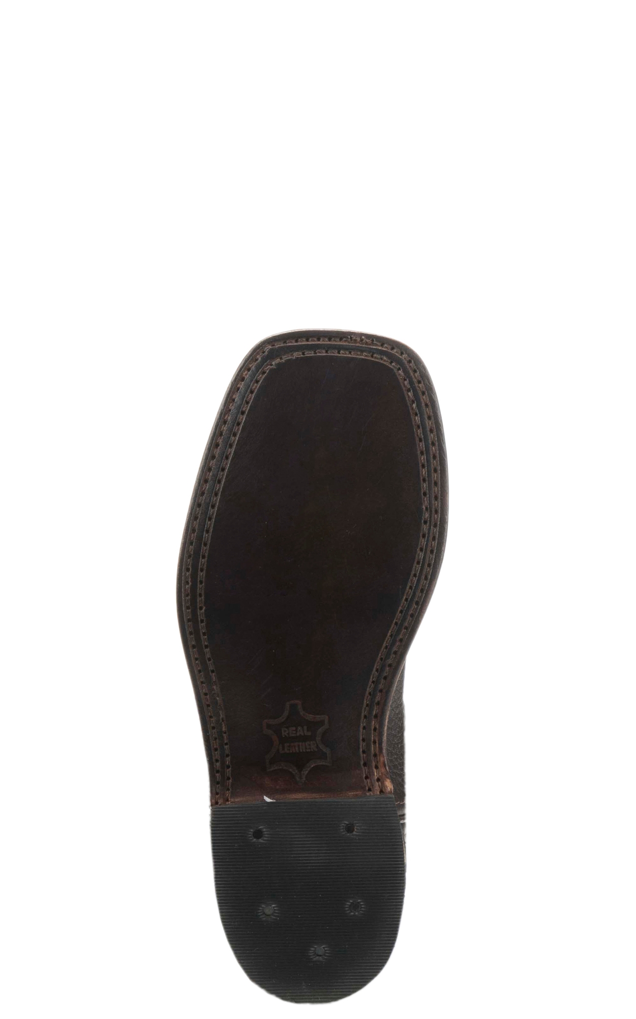 Old West Kids Oiled Rusty Brown and Blue Corona Calf Square Toe Cowboy Boots - Image 1