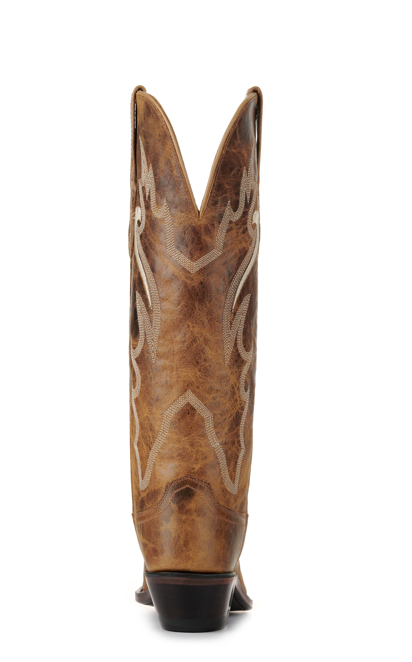 Old West Women's Burnt Tan Snip Toe Tall Cowboy Boots - Image 1
