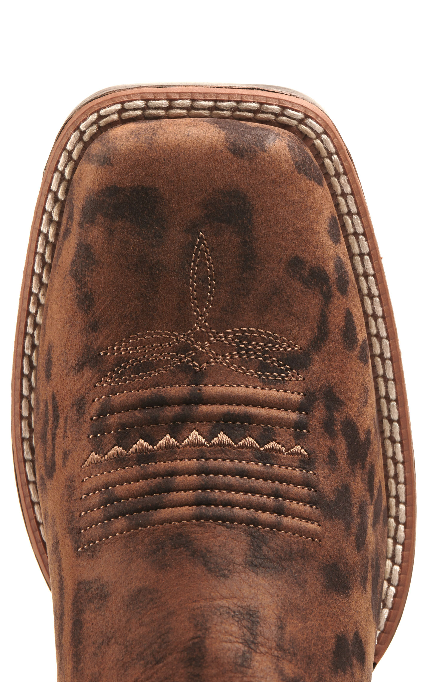 Ariat Women's PrimeTime Brown Faded Leopard Bantamweight Wide Square Toe Cowboy Boots - Image 1