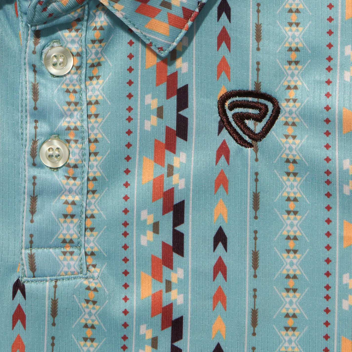 Rock & Roll Denim Boy's Robin's Egg Aztec Polo Shirt - Image 1