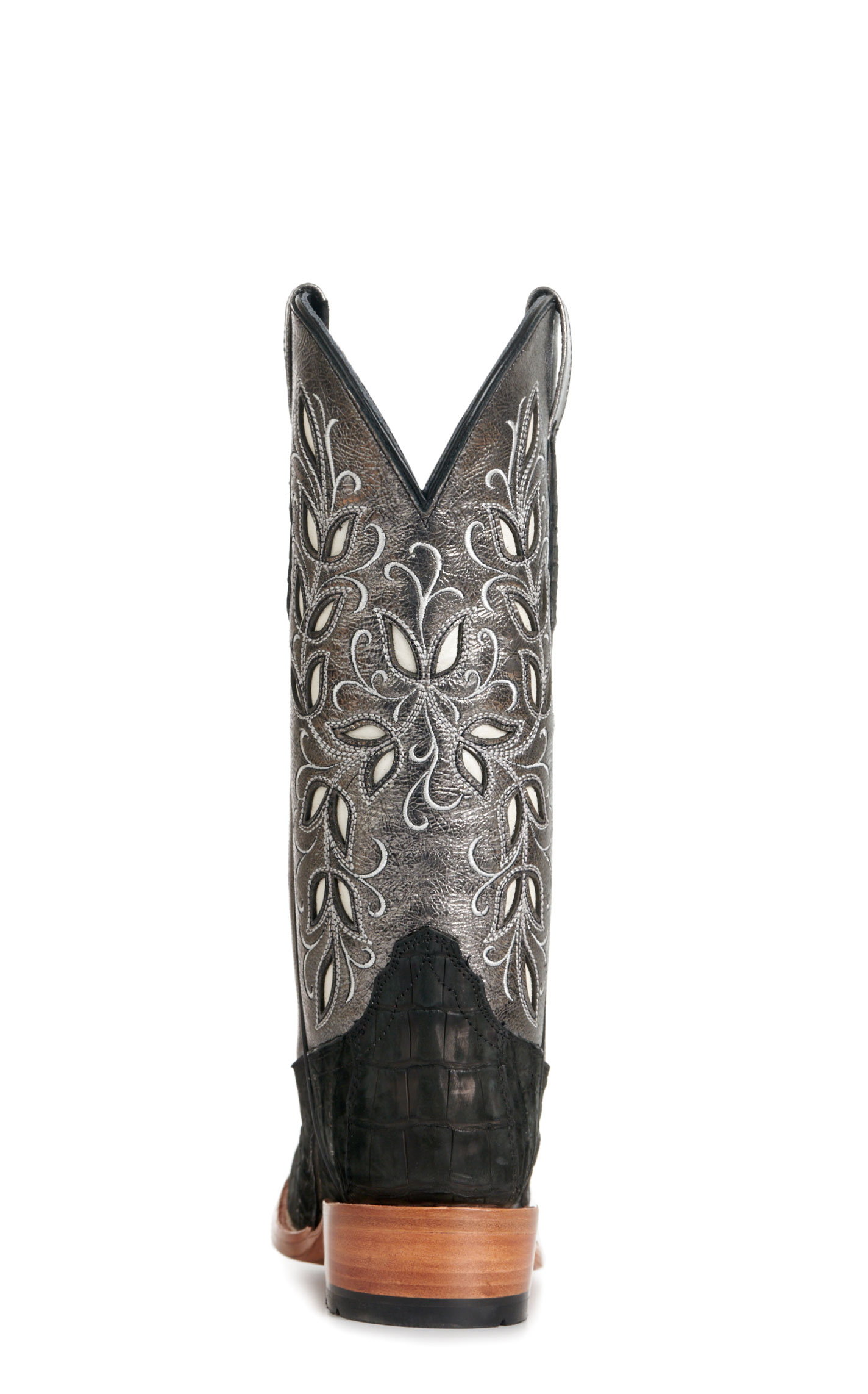 Ariat Women's Futurity Metallic Gray and Black Sueded Caiman Punchy Square Toe Exotic Cowboy Boots - Image 1