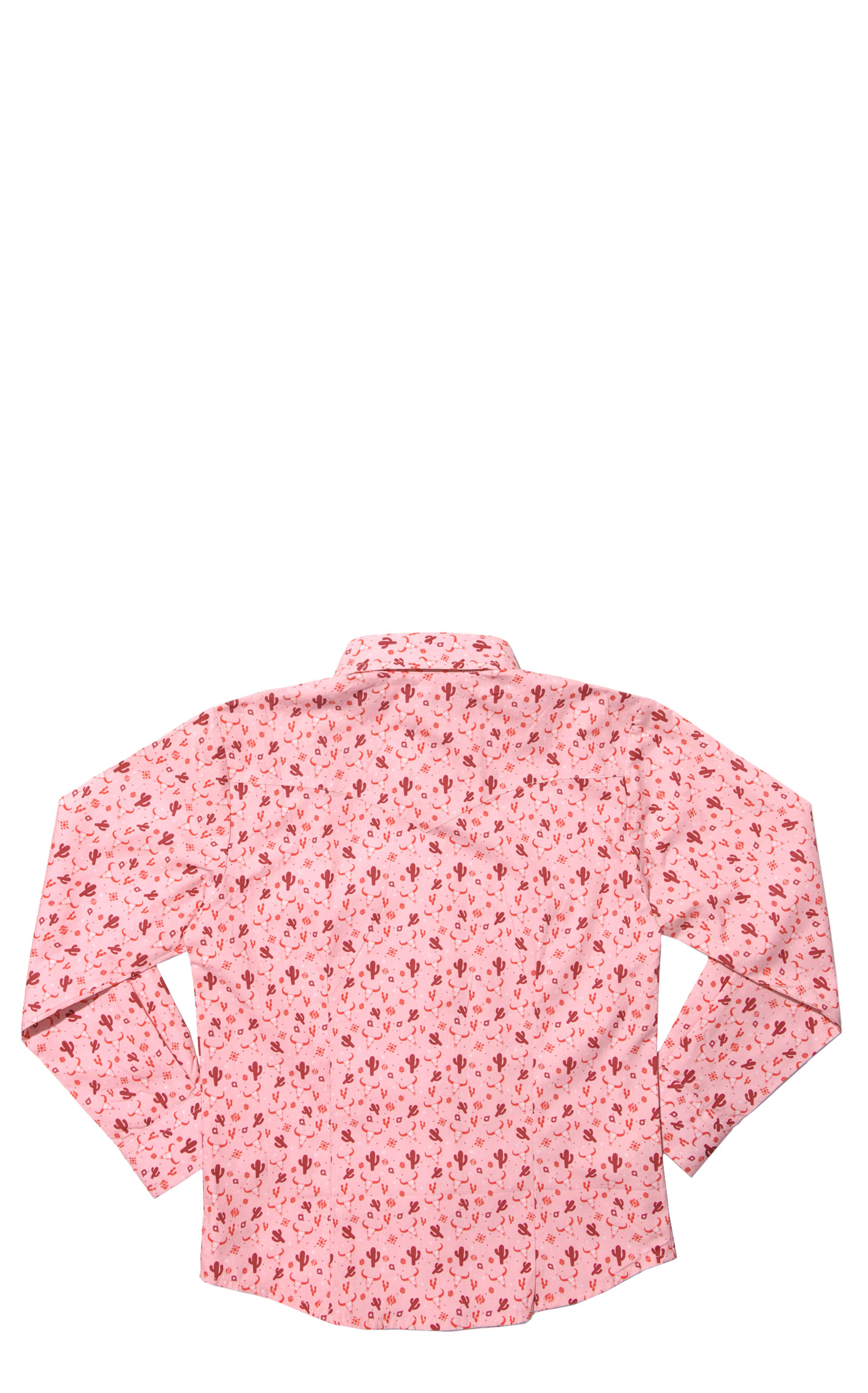 Rockin C Girl's Pink Cactus & Skull Print Western Shirt - Image 1
