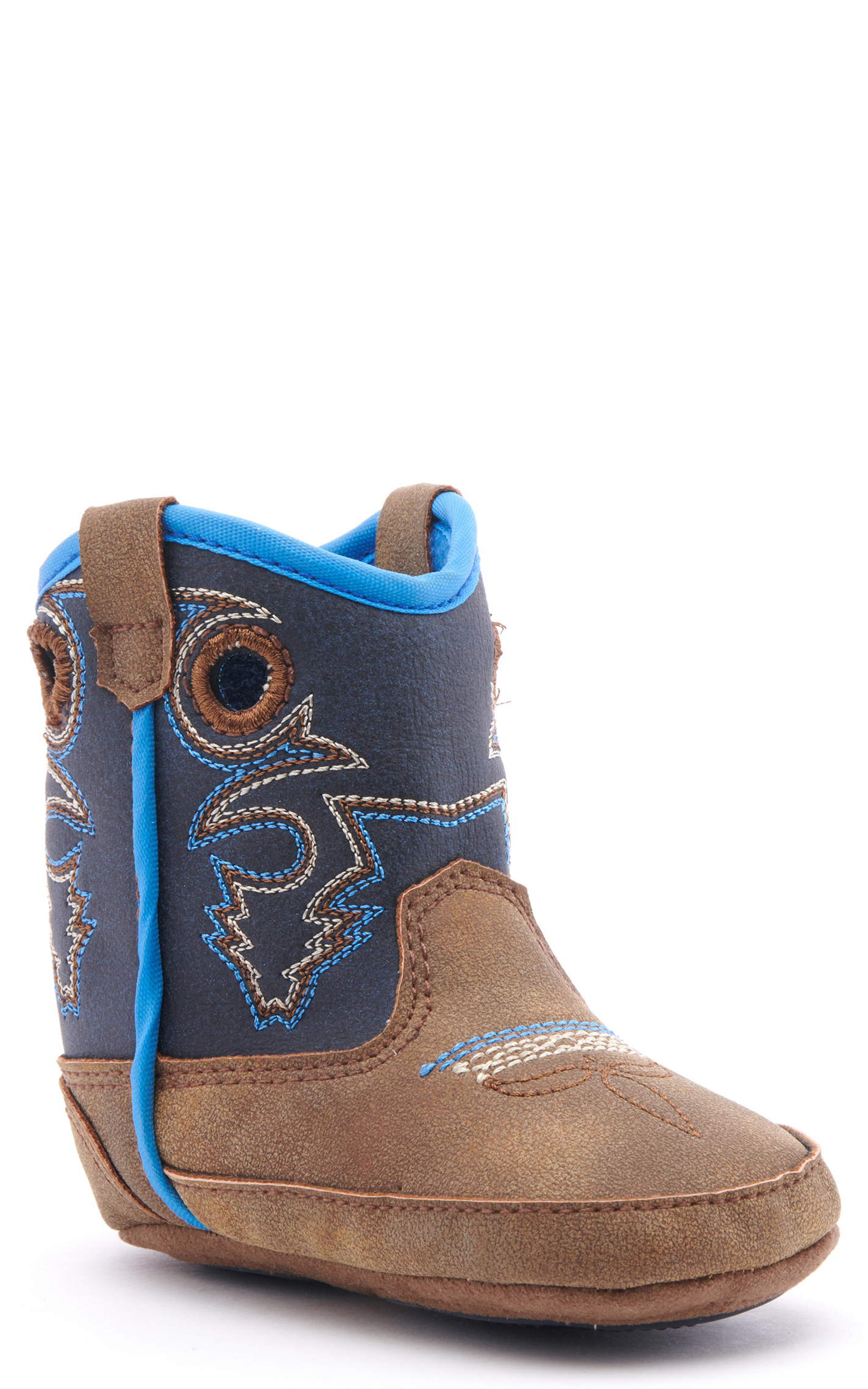 Twister Infant Baby Bucker Ben Brown and Navy Round Toe Cowboy Boots - Image 1