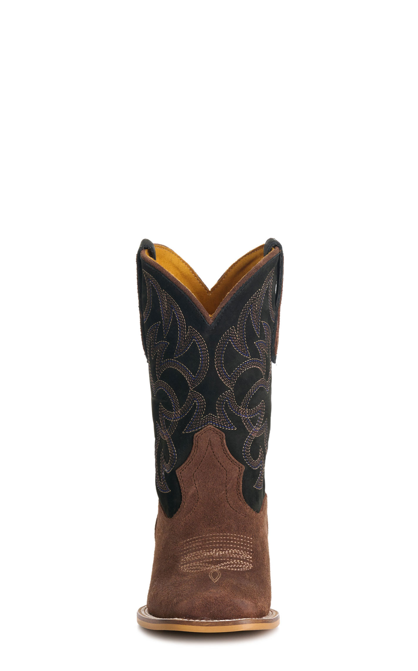 Cavender’s Kids' Black & Brown Roughout Suede Square Toe Cowboy Boots - Image 1