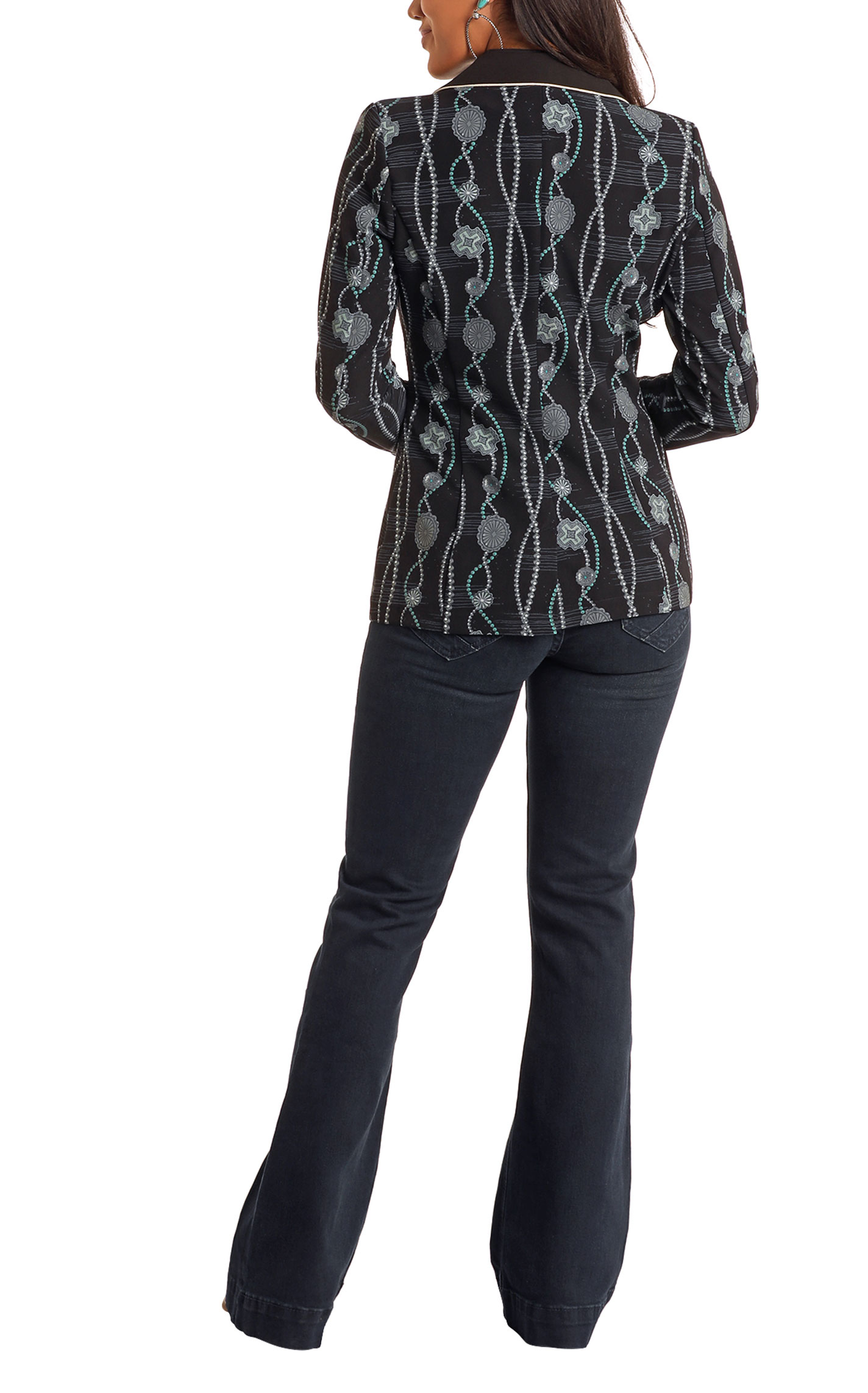 Rock & Roll Denim Women's Black Concho Print Blazer  - Image 1