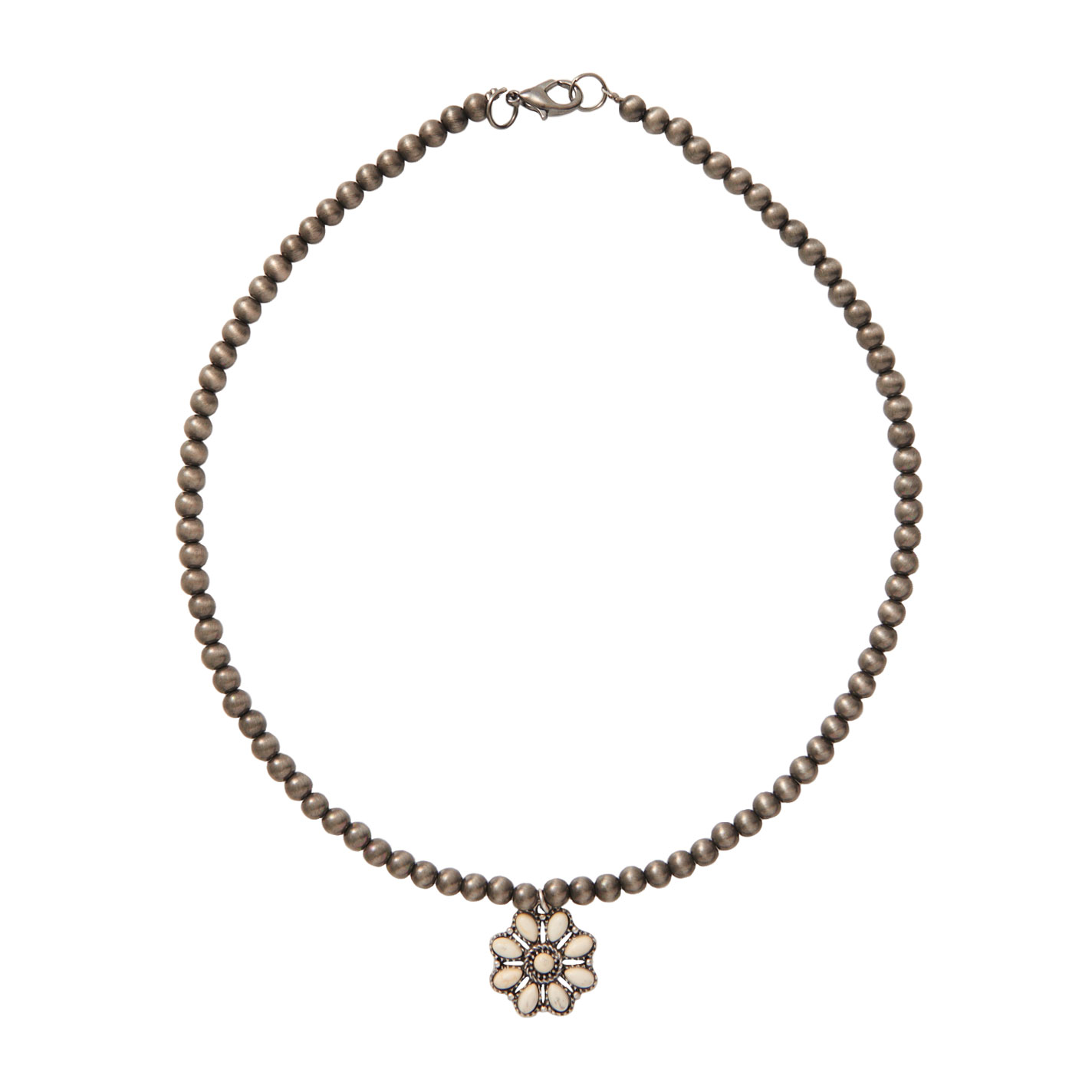 Rockin C Navajo Pearl Bead Cream Concho Necklace - Image 1