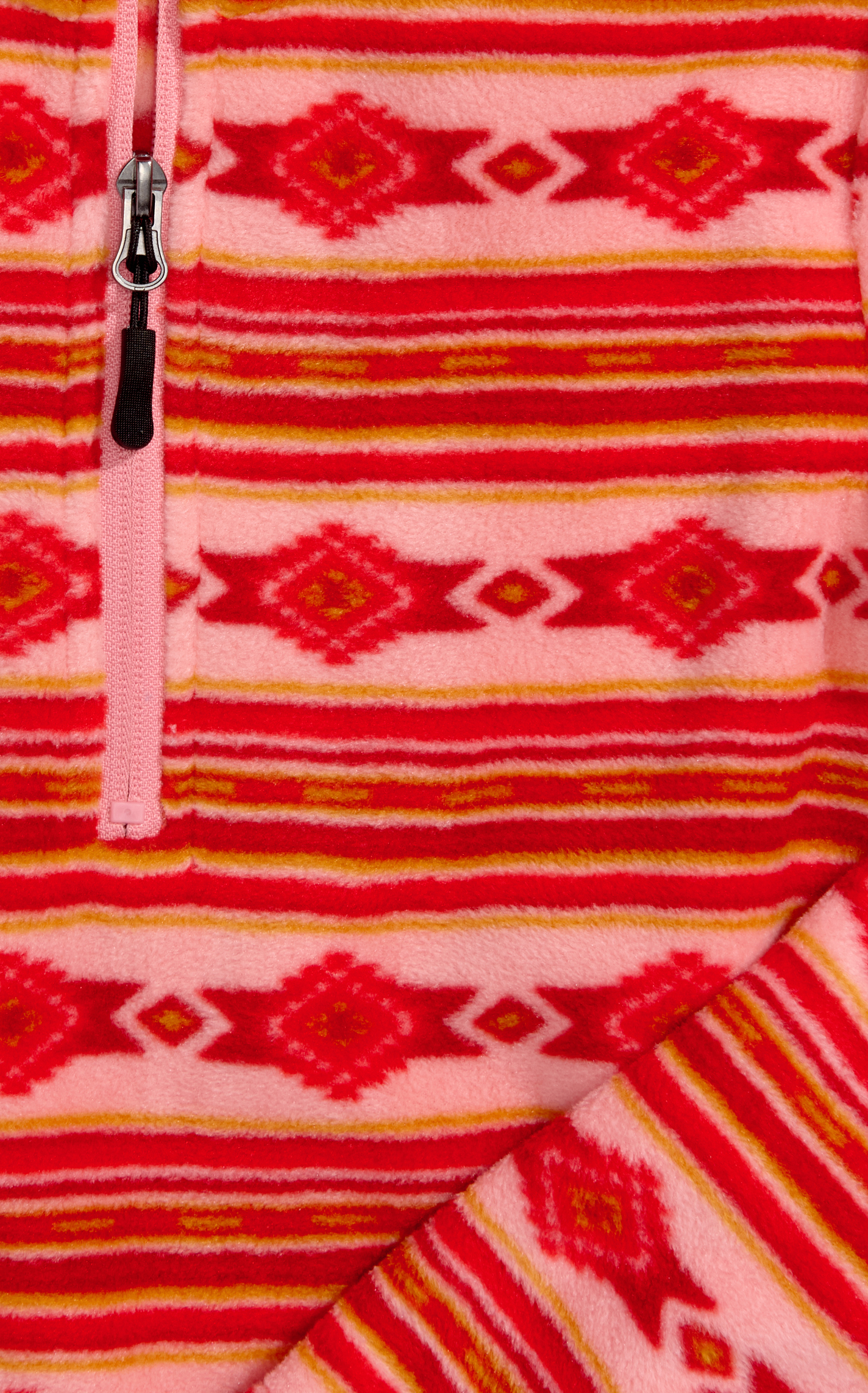 Rockin C Girl's Peach & Cherry Aztec Print 1/4 Zip Pullover - Image 1