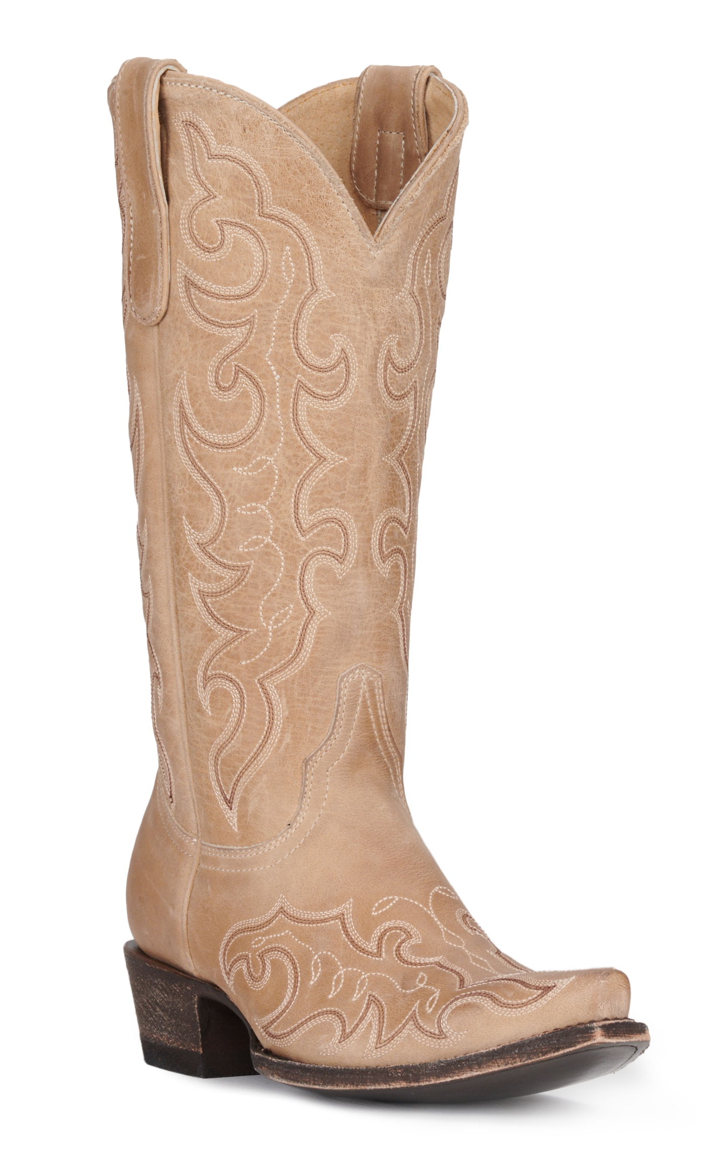 Cavender’s Women’s Bone Leather Embroidered Snip Toe Cowboy Boots - Image 1
