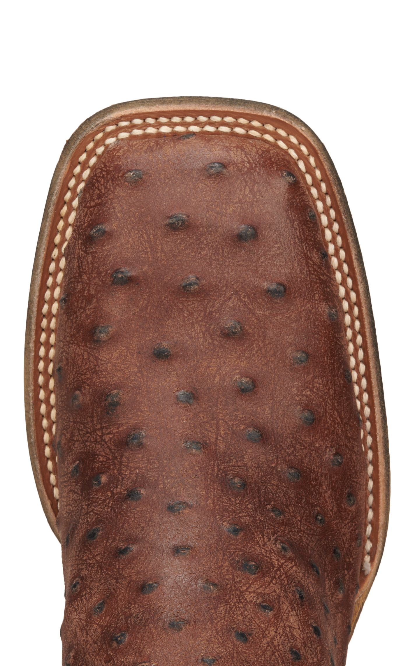 Cavender's Men's Rustic Chocolate & Turquoise Ostrich Print Wide Square Toe Cowboy Boots - Image 1
