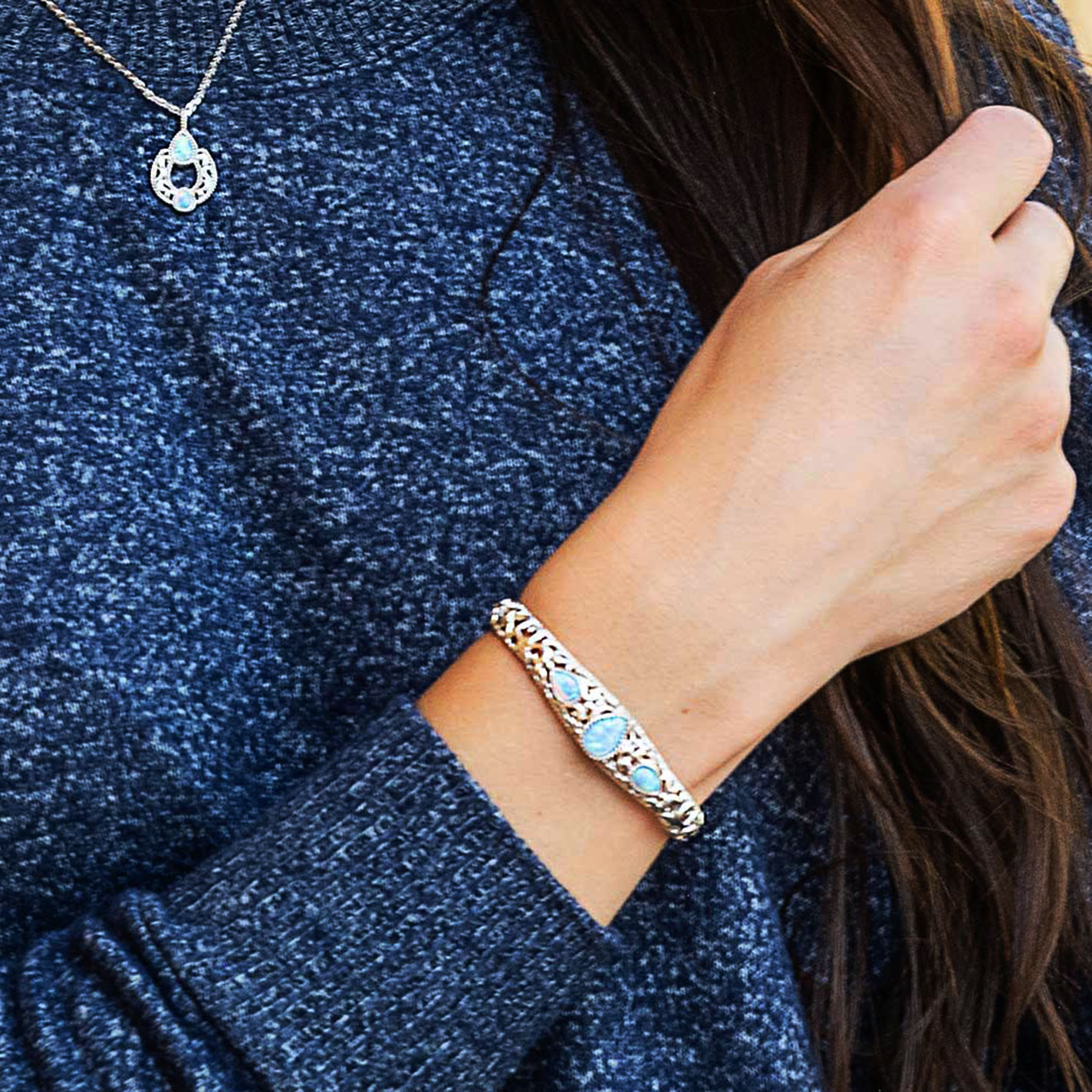 Montana Silversmiths Crystal Pools Silver Cuff Bracelet - Image 1