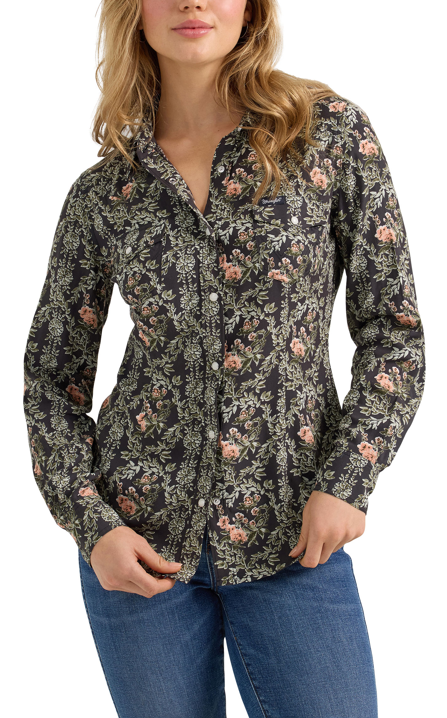 Wrangler Retro Women's Black Floral Western Shirt - Image 1