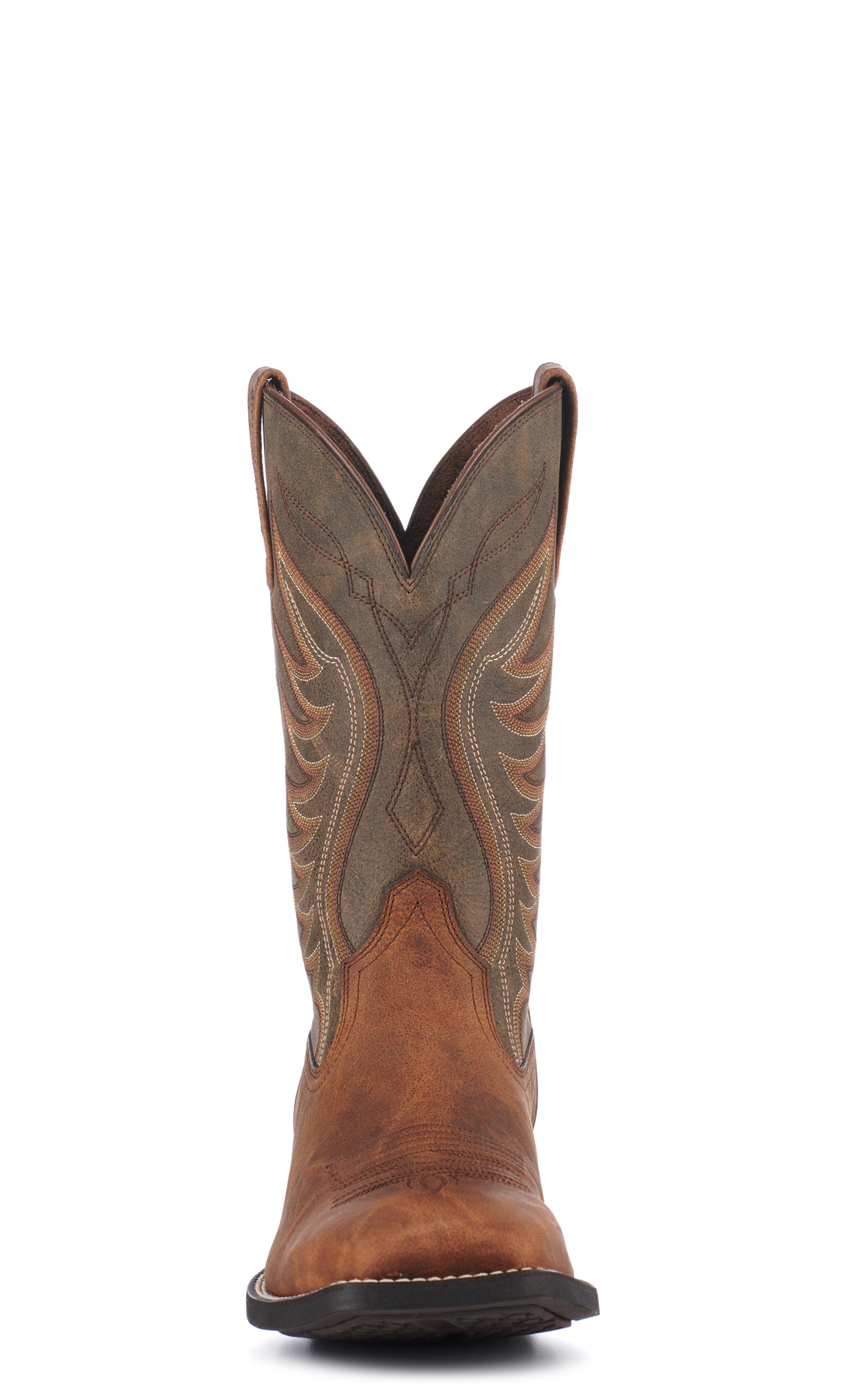 Ariat Men's Amos Sorrel Brown & Olive Wide Square Toe Cowboy Boots - Image 1