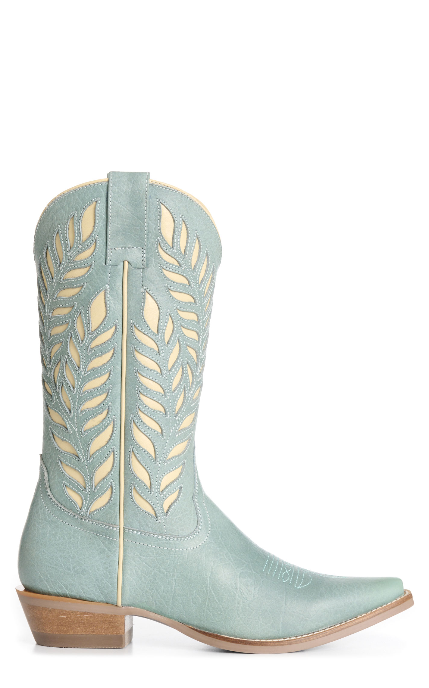 Rockin' C Women's Coral Blue & Latte Inlay Snip Toe Boots - Image 1