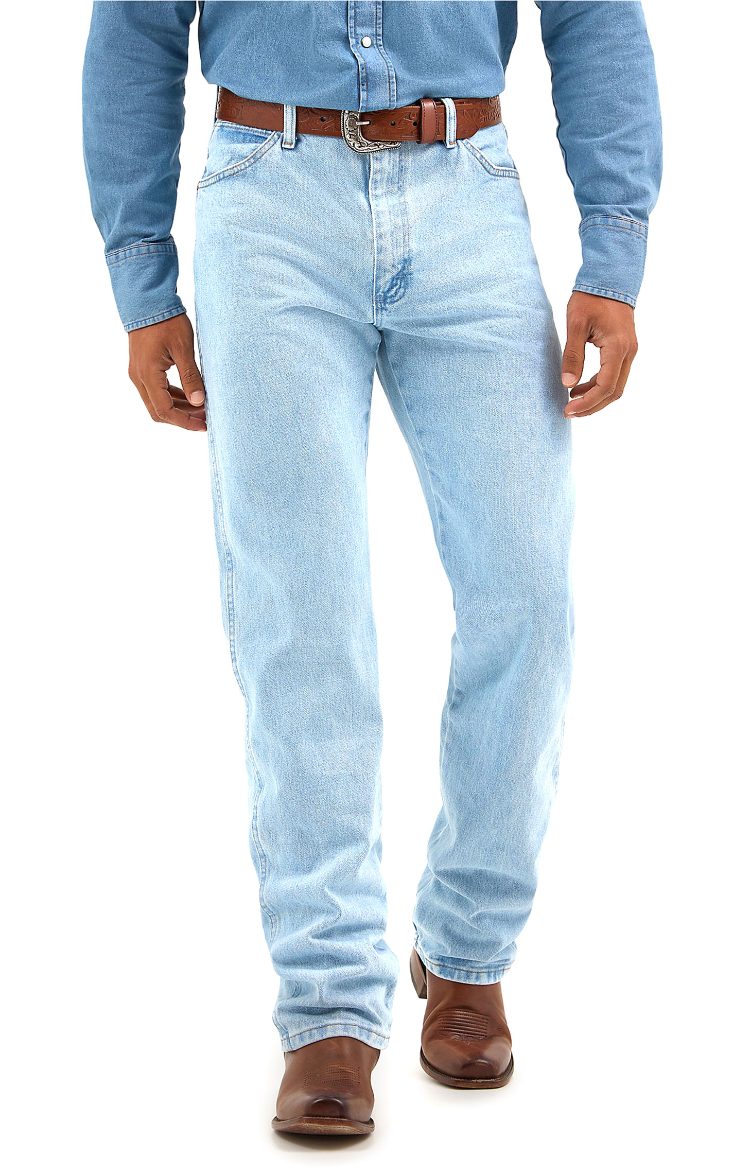 Wrangler Men's Cowboy Cut Bleach Wash Original Fit Straight Leg Jeans - Image 1
