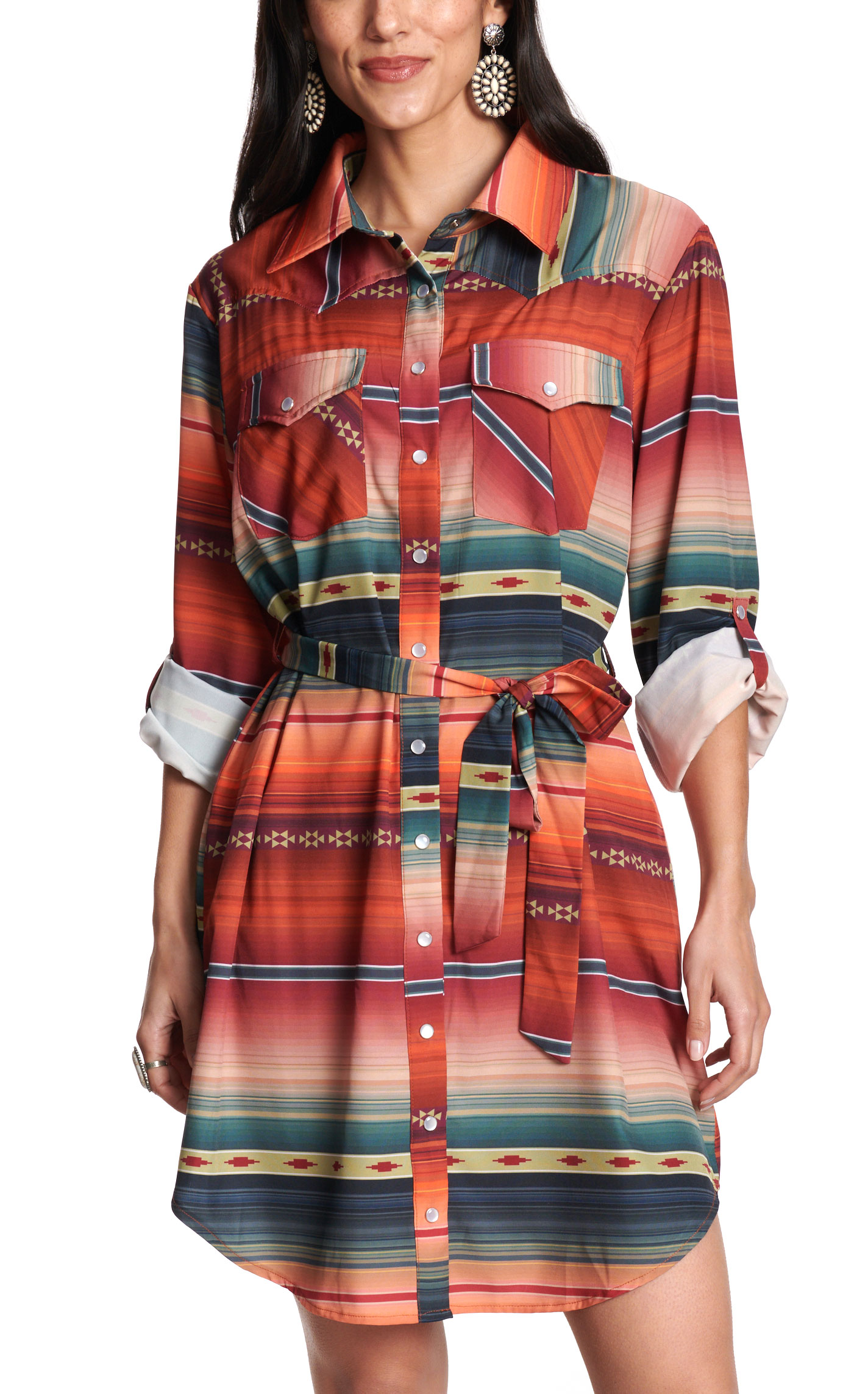 Montana Clothing Co. Women's Aztec Serape Shirt Dress - Image 1