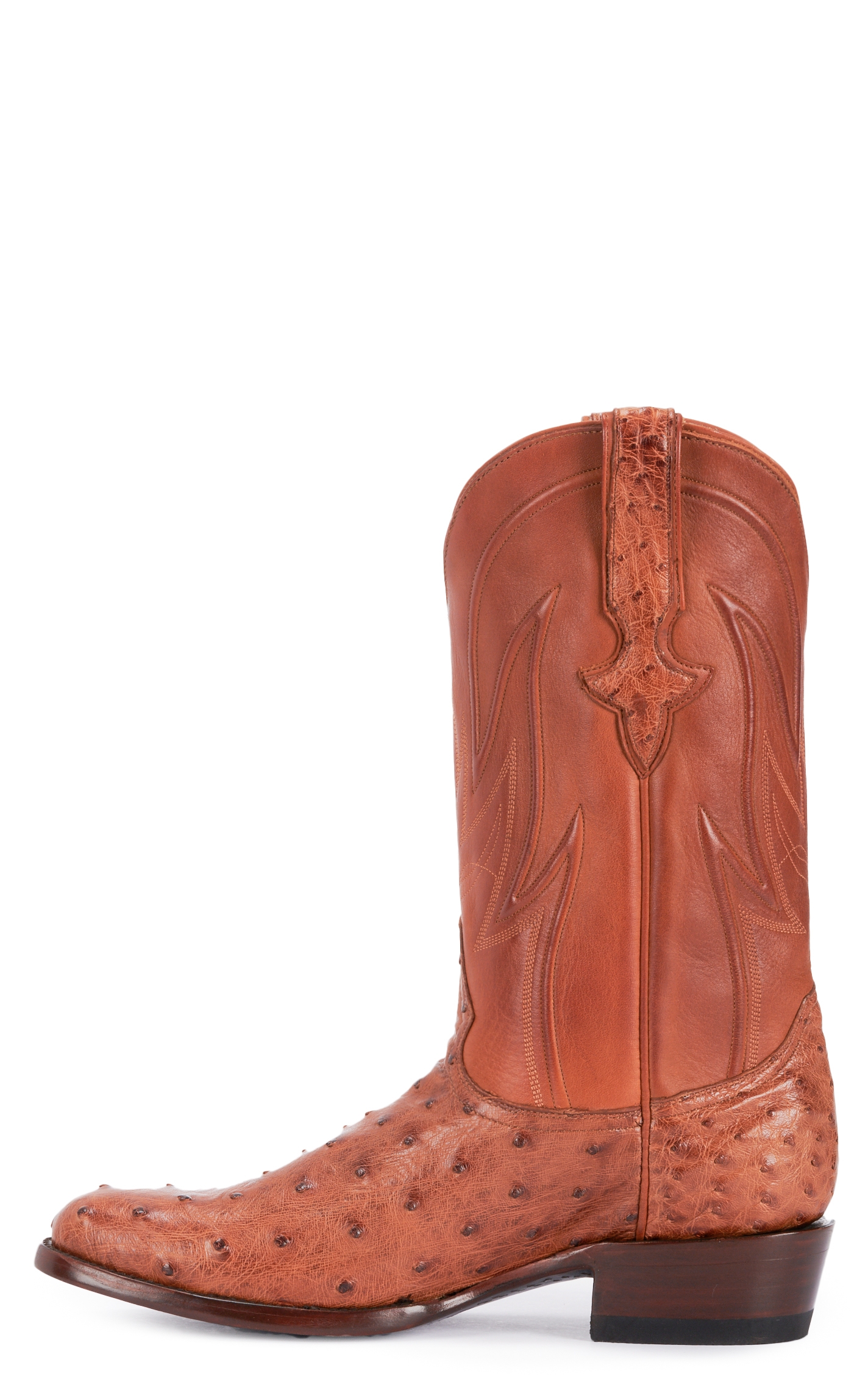 JRC & Sons Men's Jose Full Quill Ostrich Round Toe Exotic Cowboy Boot in Peanut Brittle - Image 1
