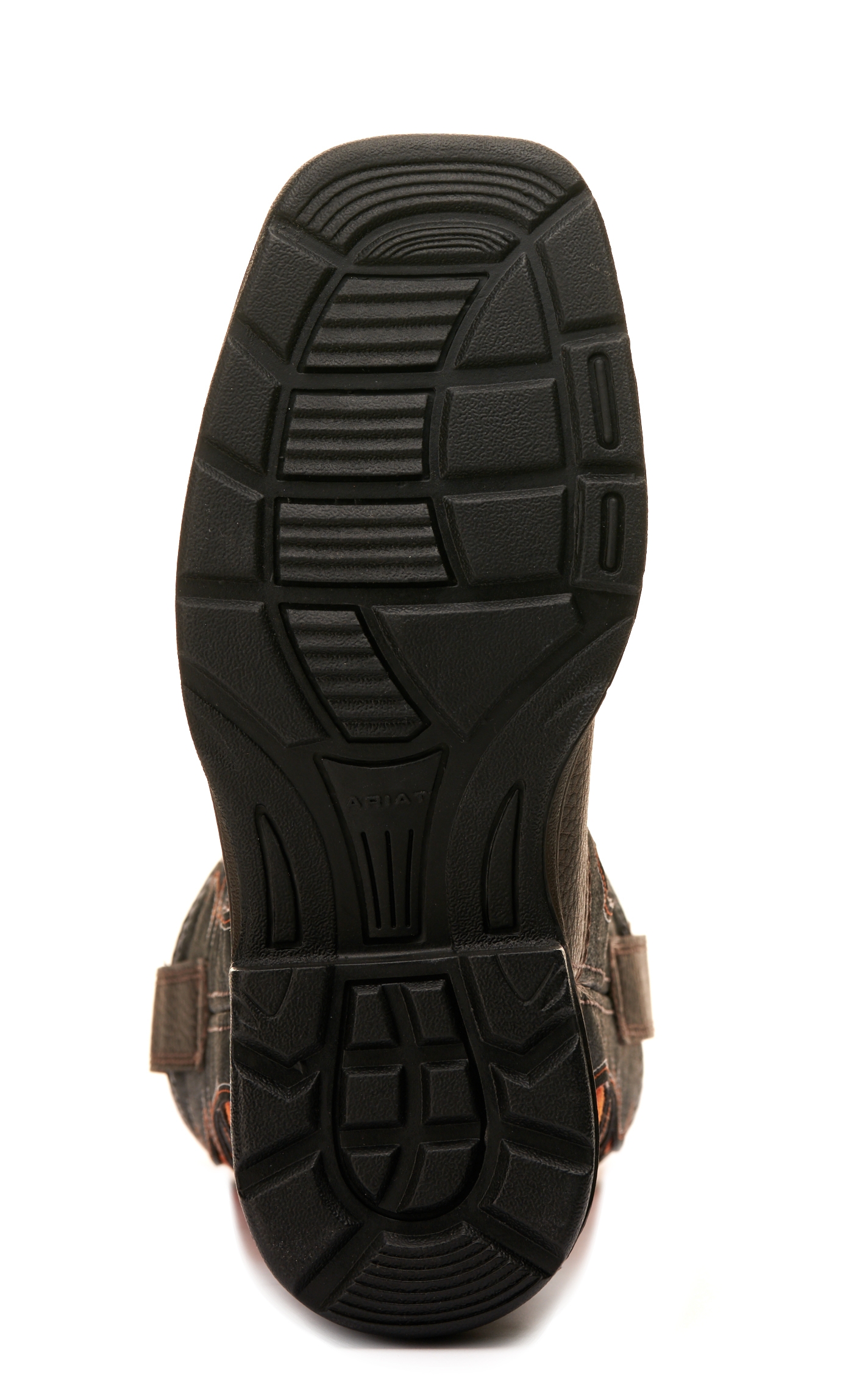 Ariat Youth VentTEK Cocoa Brown and Black with Orange Vents Wide Square Toe Work Boots - Image 1