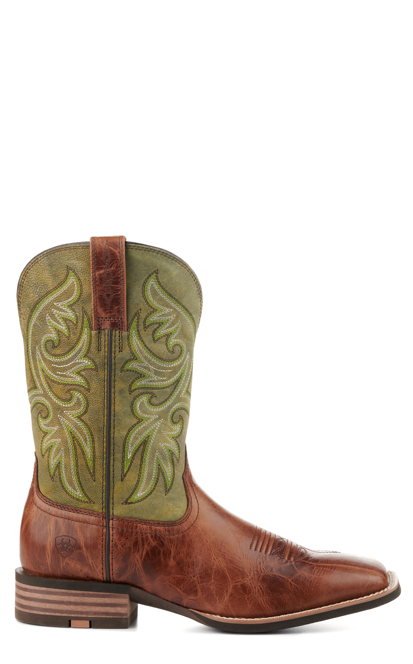 Ariat Men's Slingshot Dark Tan and Green Wide Square Toe Cowboy Boots - Image 1