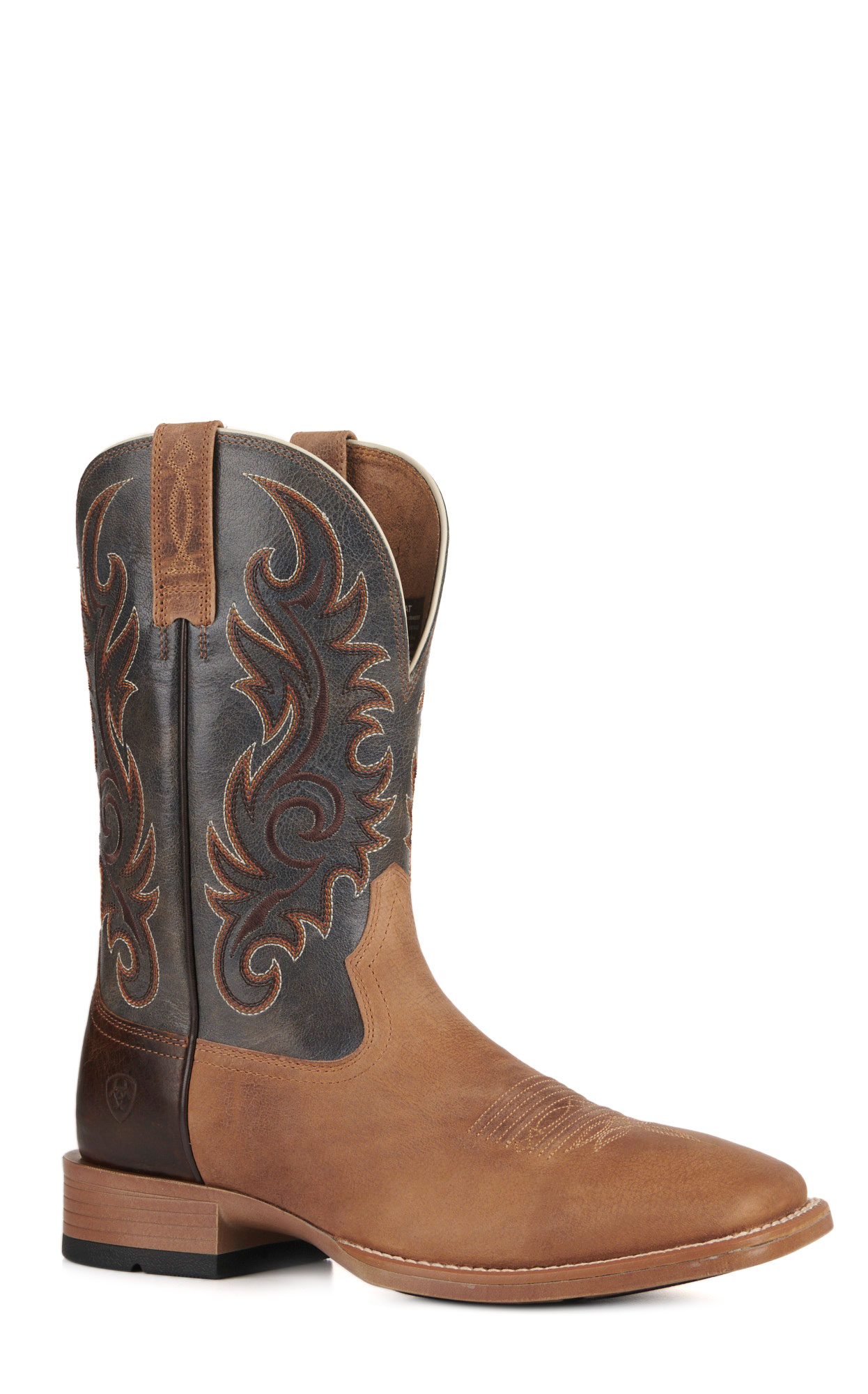 Ariat Men's Lasco Ultra Light Tan and Smoky Blue Bantamweight Wide Square Toe Cowboy Boots - Image 1